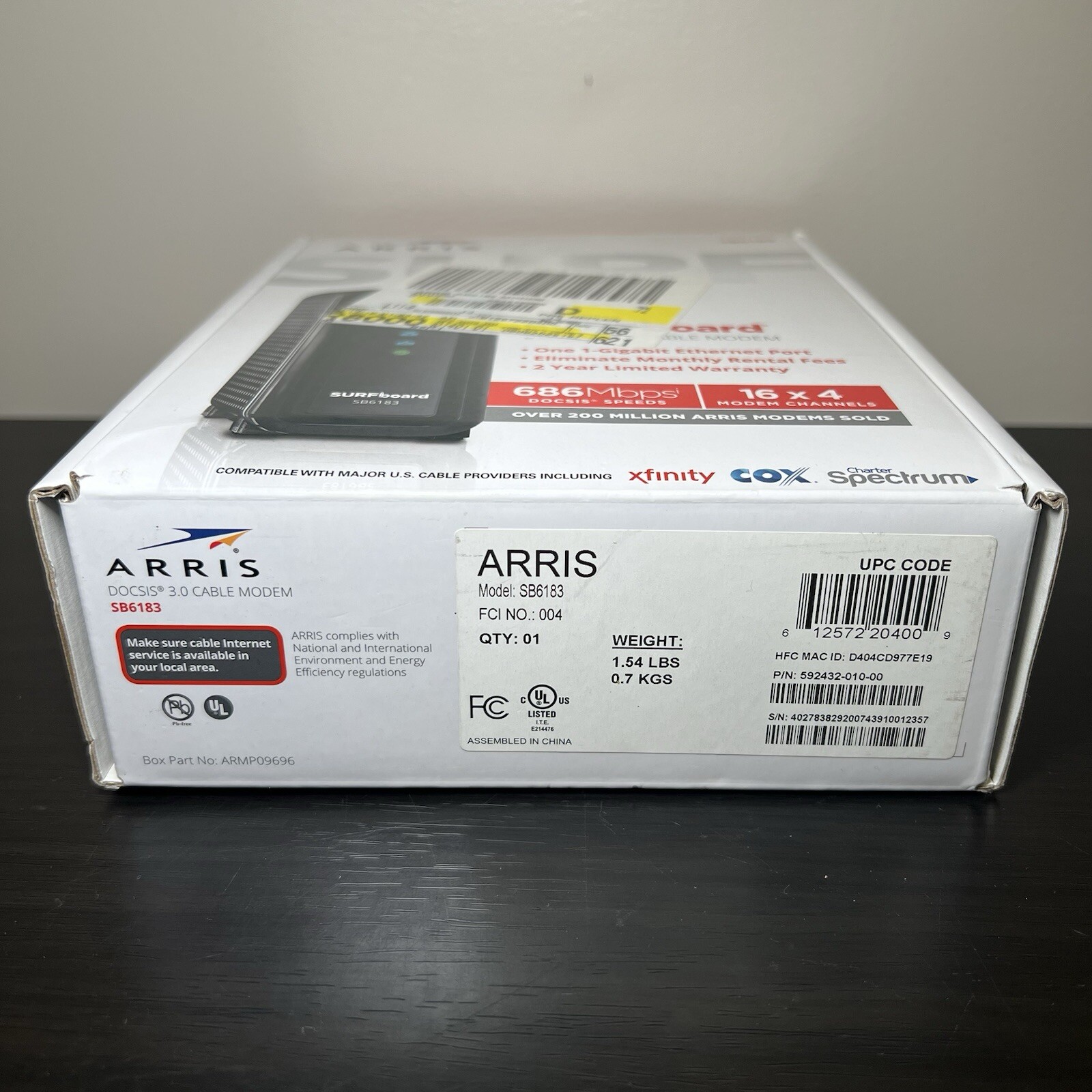 ARRIS SURFboard 16×4 DOCSIS 3.0 Cable Modem SB6183 Black