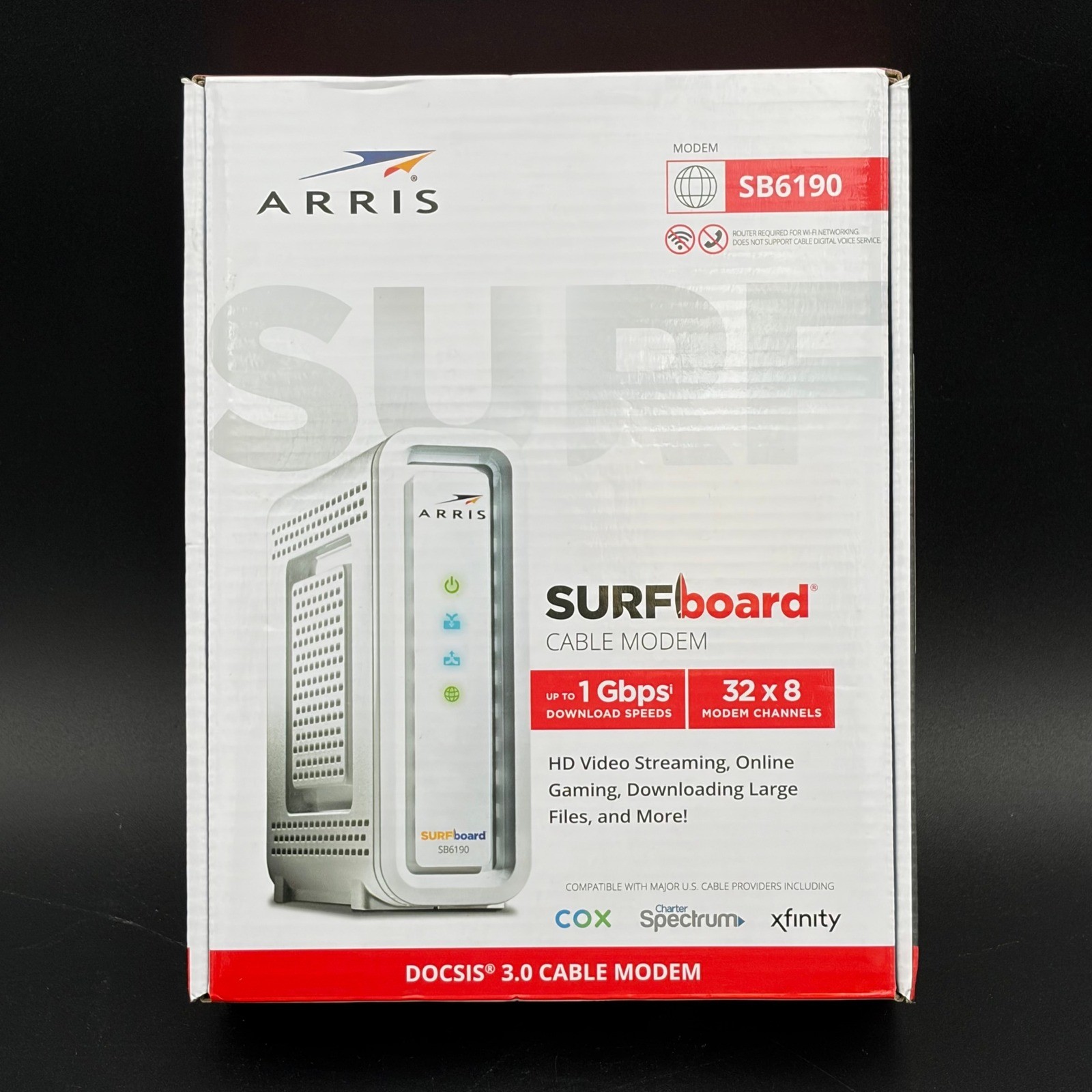 Arris SURFboard SB6190 DOCSIS 3.0 Cable Modem 1 Gbps 32×8 White