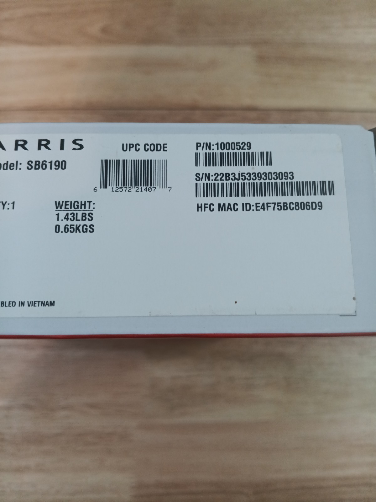 Cable Modem ARRIS SURFboard SB6190 DOCSIS 3.0 Black New Open box