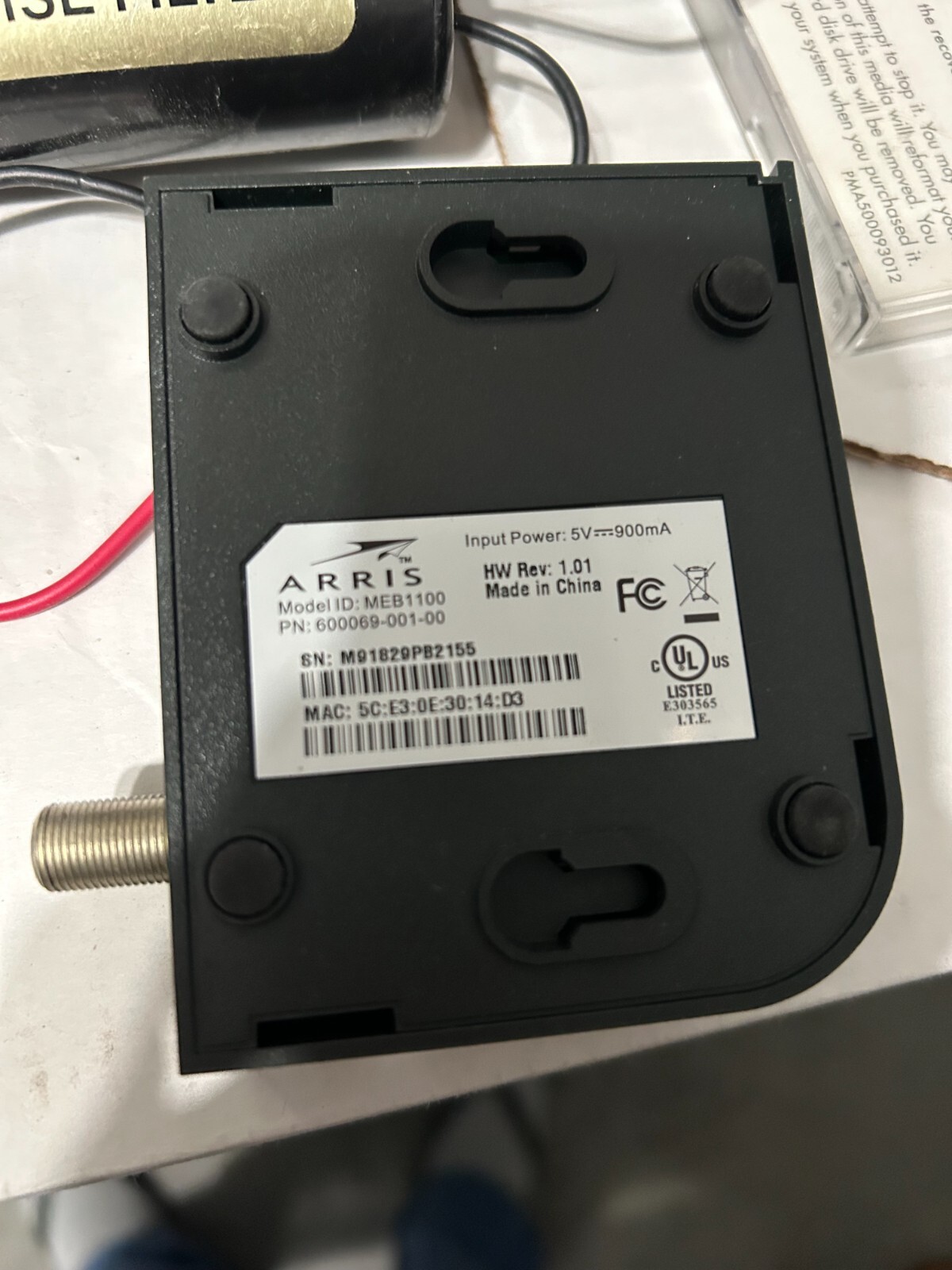 Arris MEB1100 MoCa to ETHERNET Bridge Frontier Fios