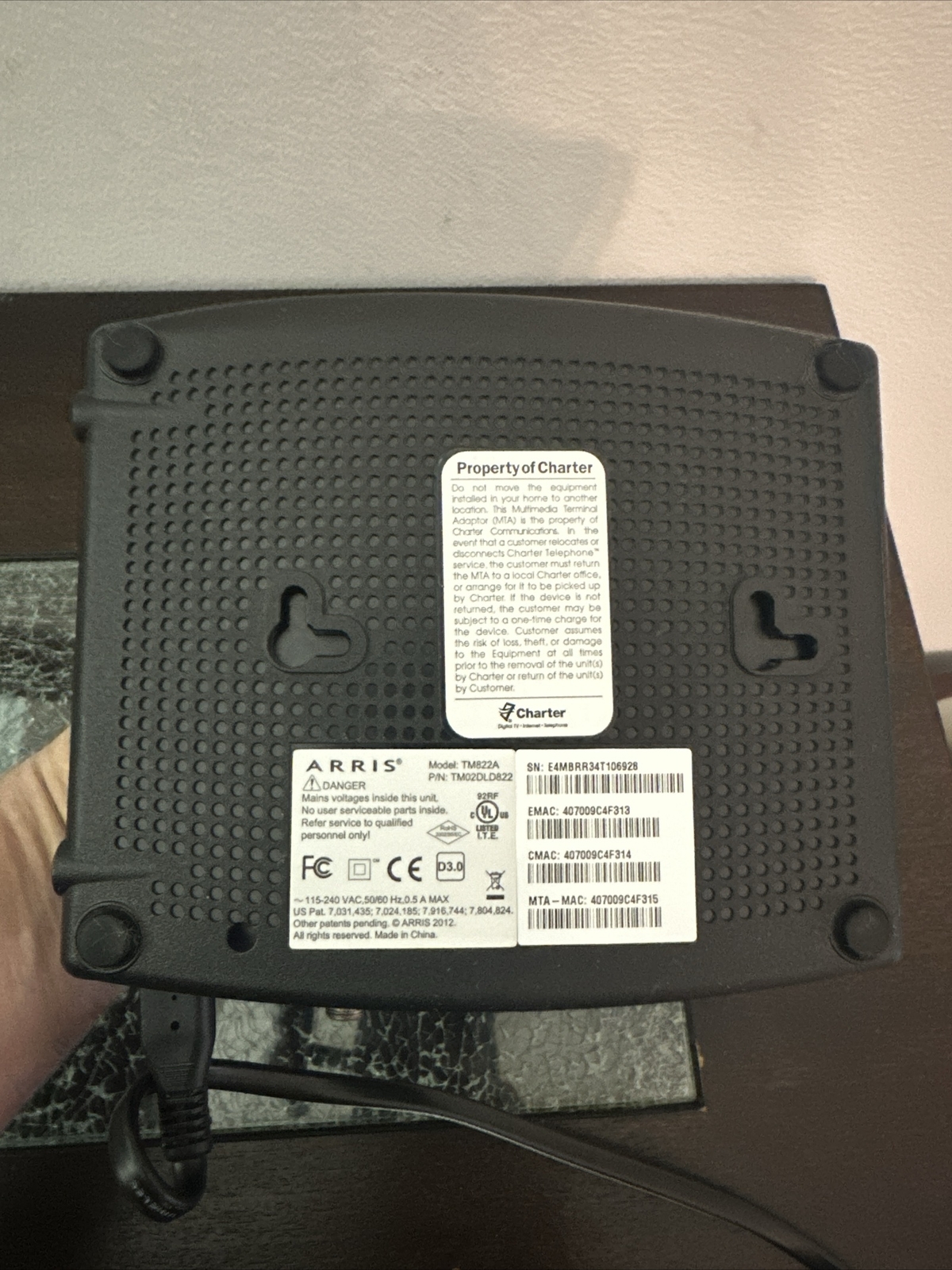 Arris TM822A Cable Modem Docsis 3.0 Telephony Modem