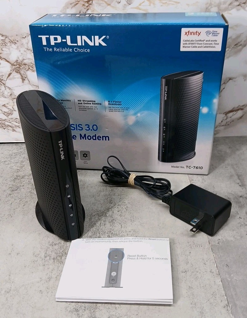 TP-LINK TC-7610 DOCSIS 3.0 Cable Modem with Power Adapter