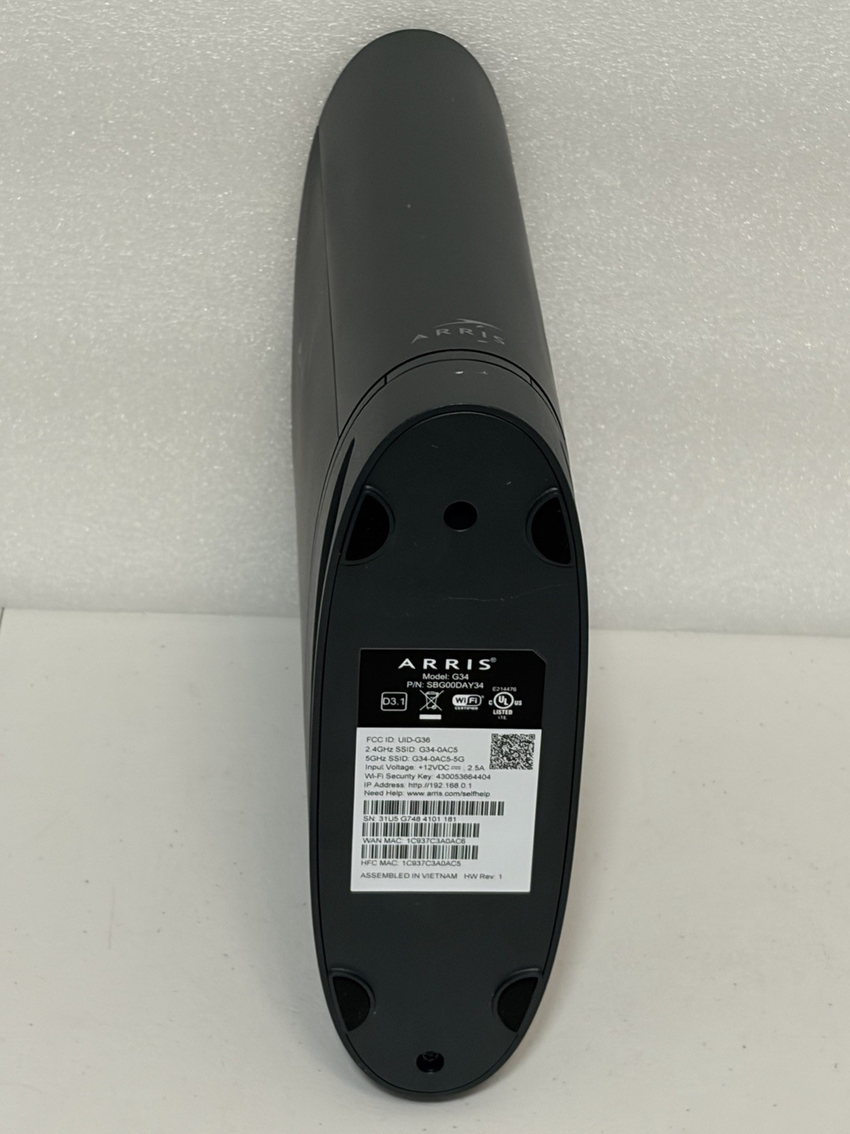 ARRIS SURFboard G34 DOCSIS 3.1 Wi-Fi 6 AX3000 Cable Modem Router w/ Box Tested