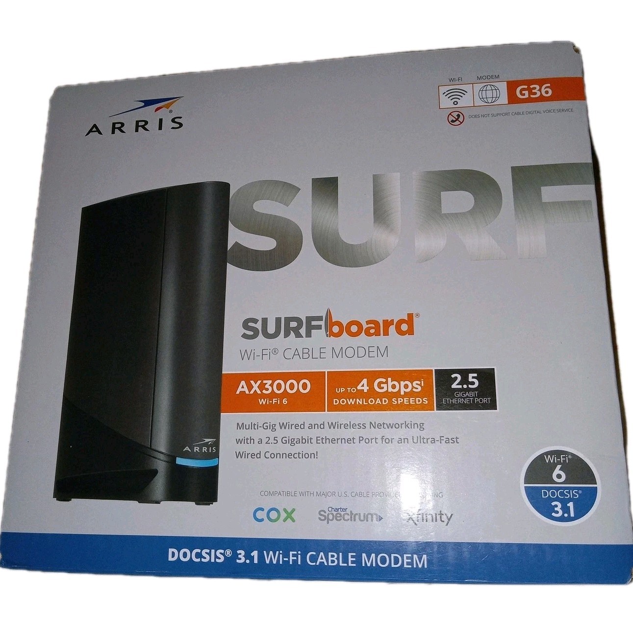 Arris Surfboard G36 WiFi-6 Cable Modem Dual-Band AX3000 NIB