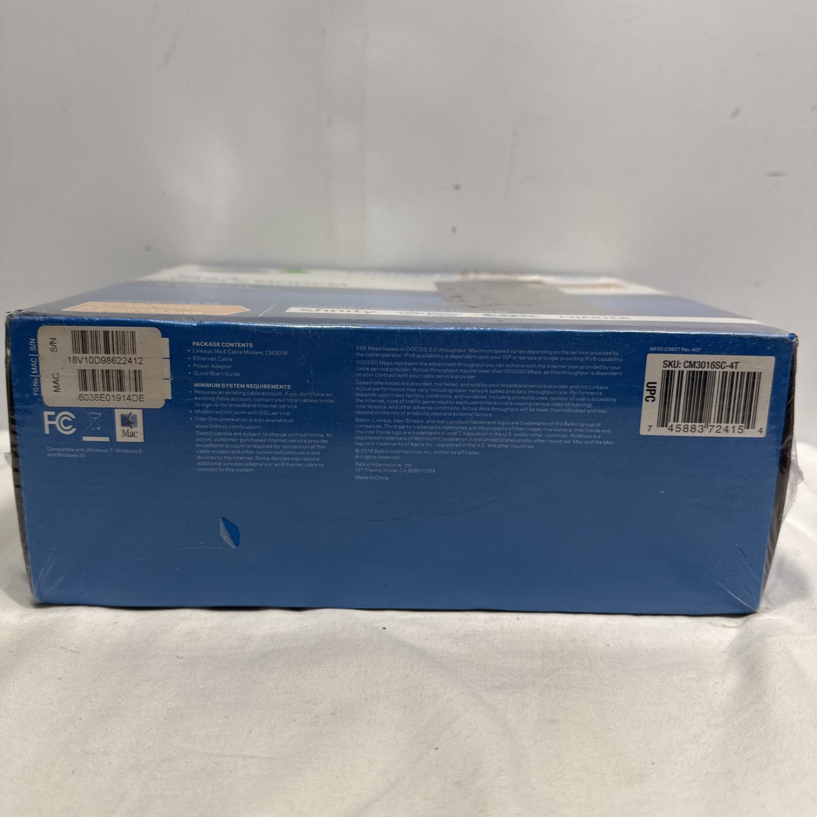 LINKSYS 16 x 4 Cable Modem, 16 x 4 Bonded Channels, DOCSIS 3.0, CM3016 ~ SEALED
