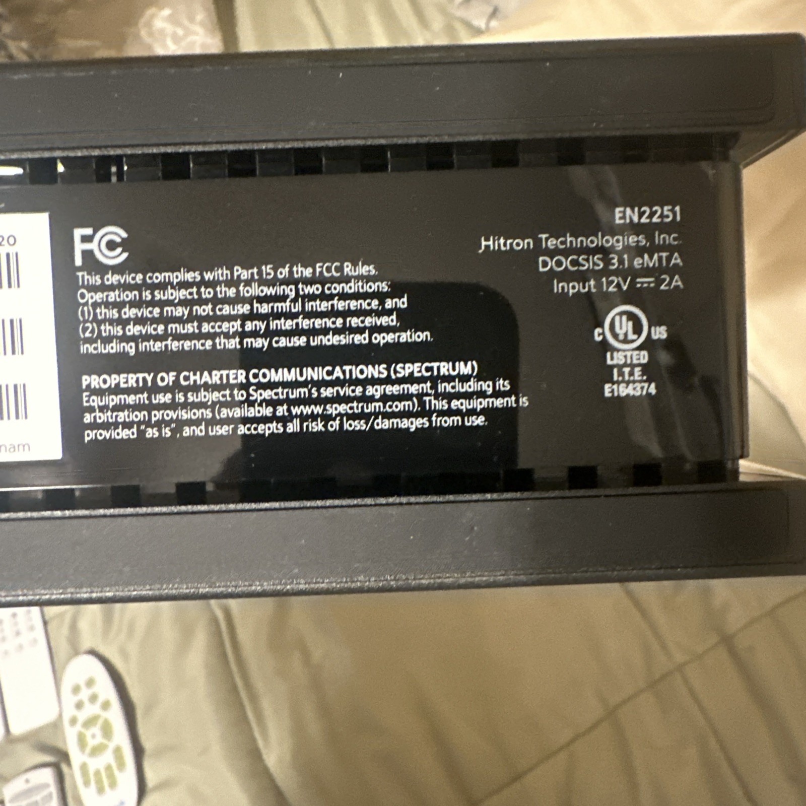 Spectrum Hitron Modem EN2251 DOCSIS 3.1 eMTA 2.5G