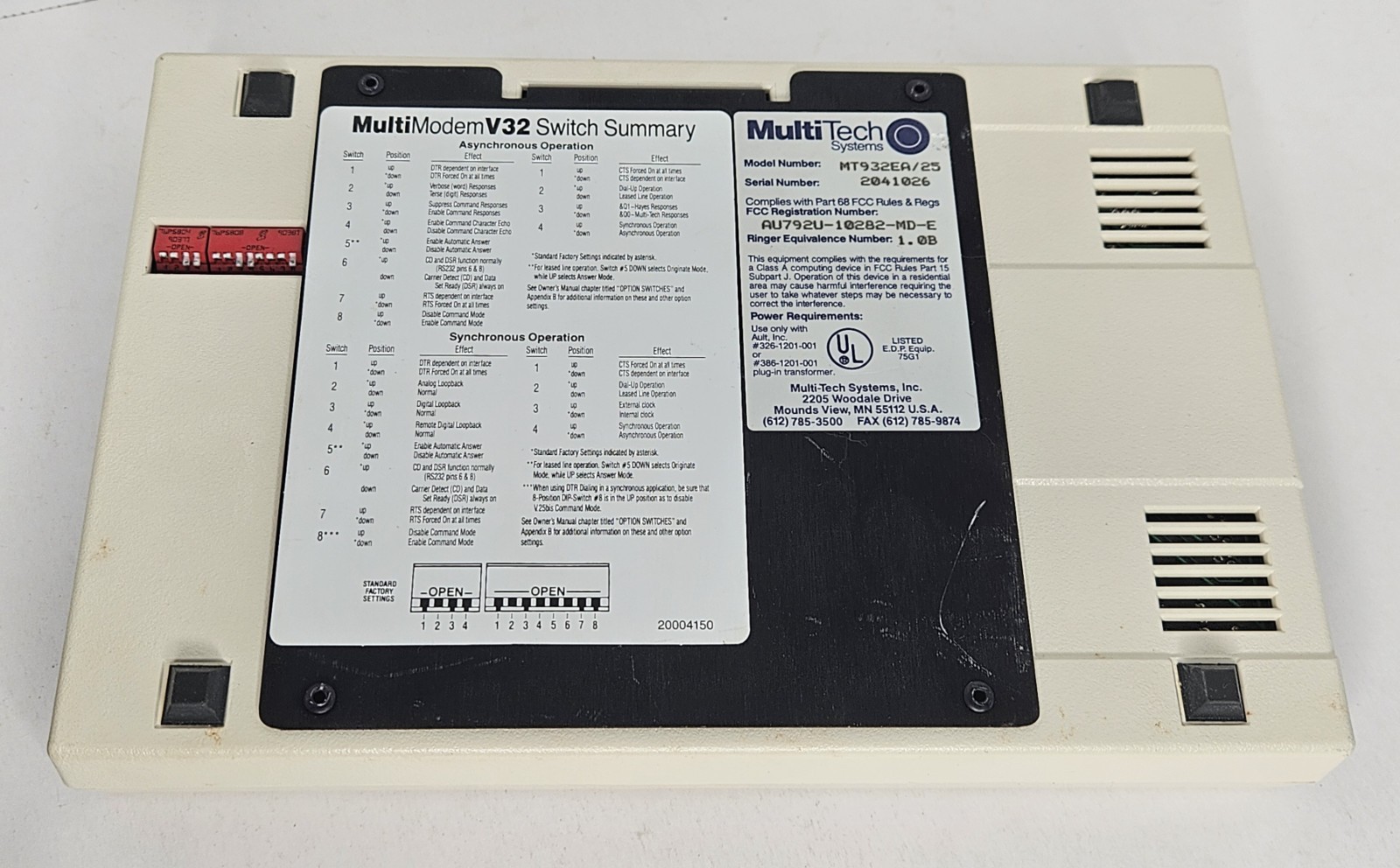 Multi Tech Systems Multimodem MT932EAB UNTESTED Powers On