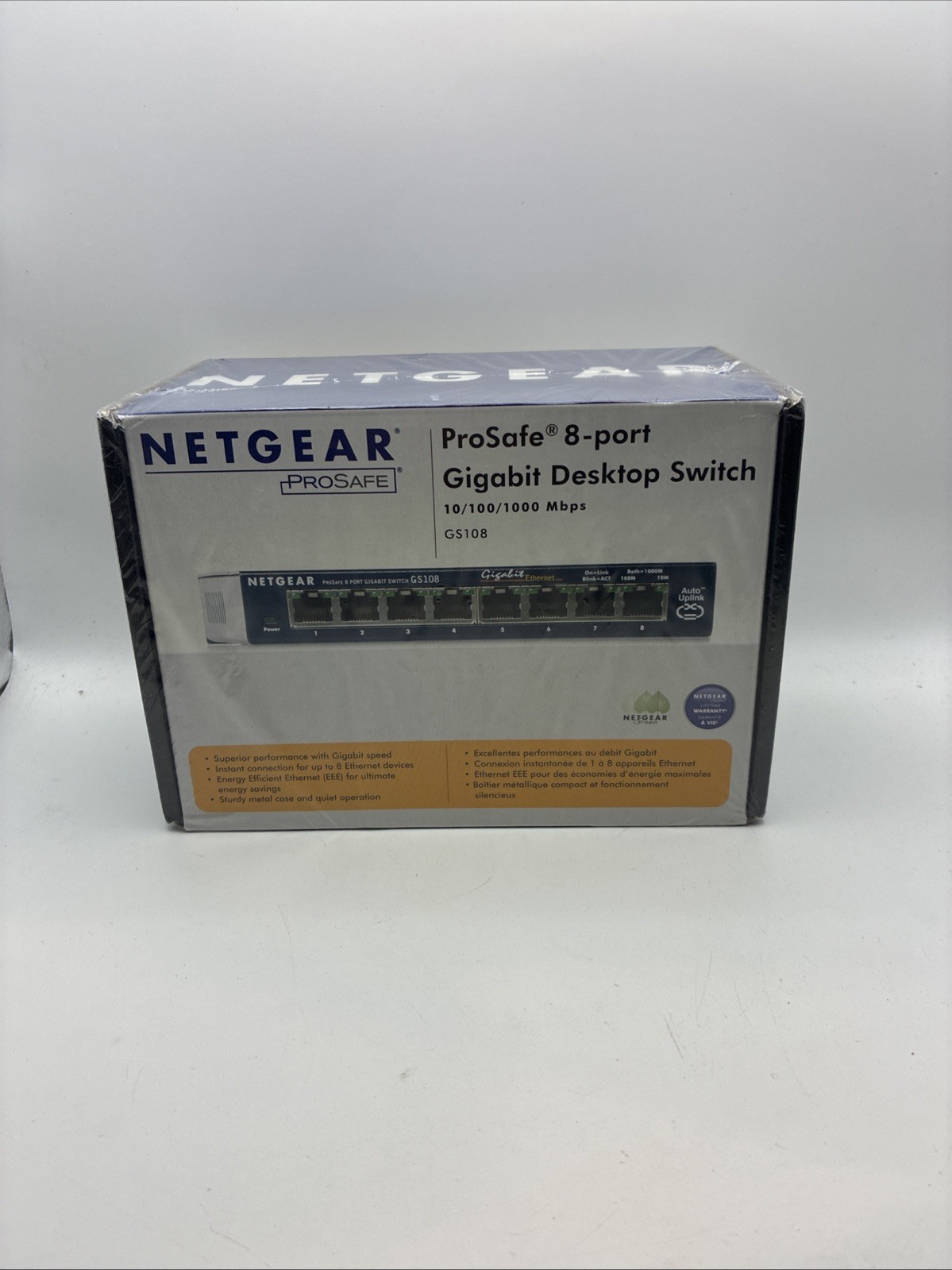 Netgear Prosafe 8 Port Gigabit Switch GS108 10/100/1000 Mbps New Free Shipping