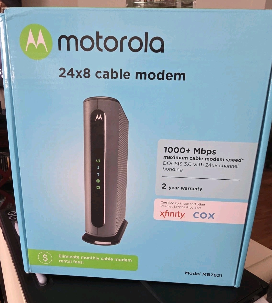 Motorola 24×8 Cable Modem Model MB7621 DOCSIS 3.0.
