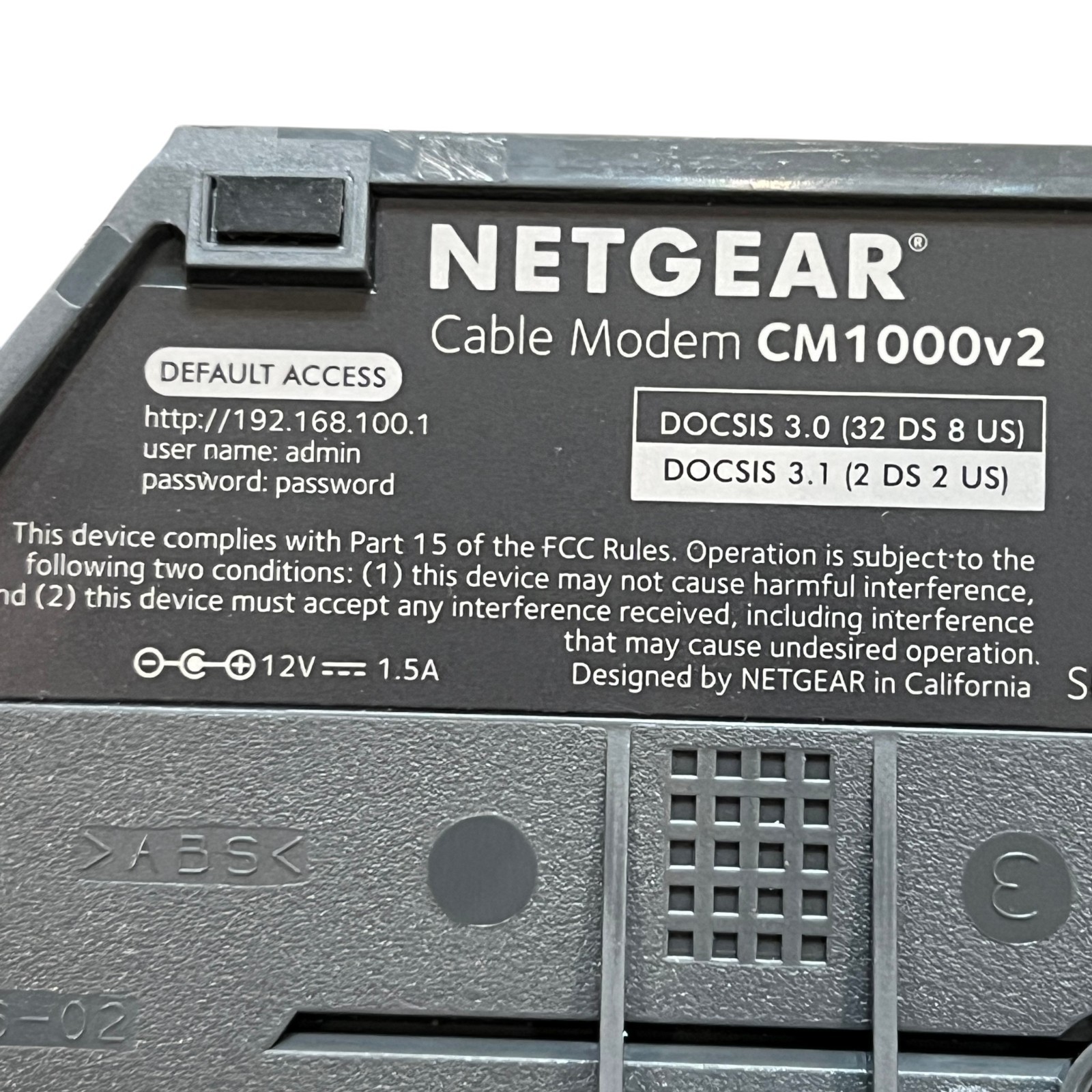 NETGEAR CM1000v2 DOCSIS 3.1 Gigabit Cable Modem w/ Power Adapter Ethernet