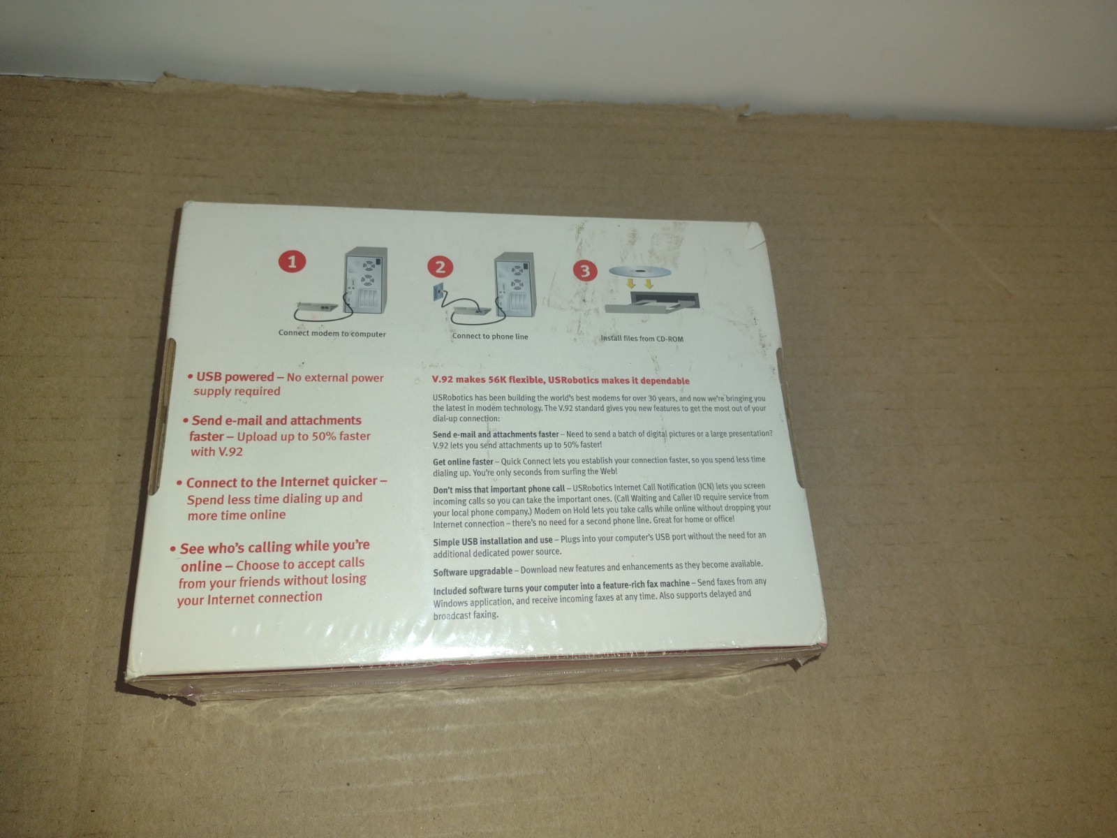US Robotics USR5633B 56K USB FaxModem Advanced Dial-Up Connectivity Plug & Play