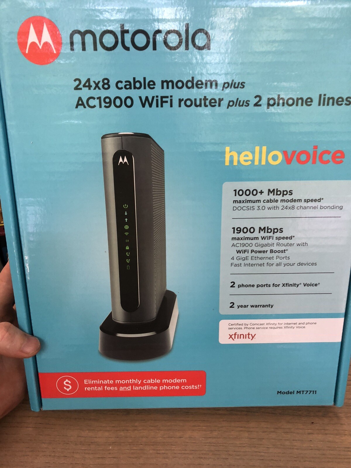 Motorola MT7711 24X8 Cable Modem and AC1900 Dual Band Wi-Fi Gigabit Router