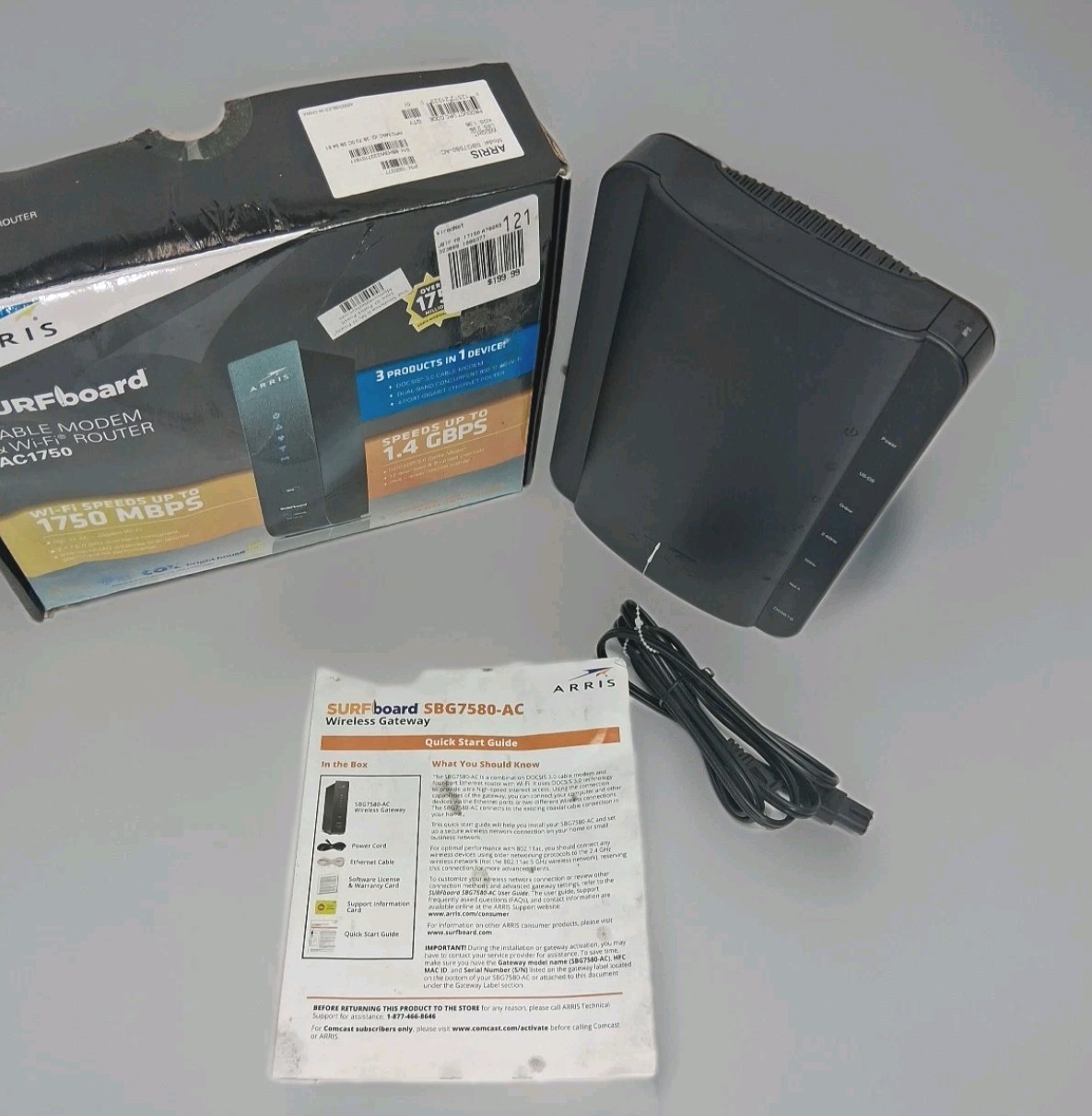 ARRIS SURFboard AC1750 Cable Modem WiFi Router Combo DOCSIS 3.0 Open Box