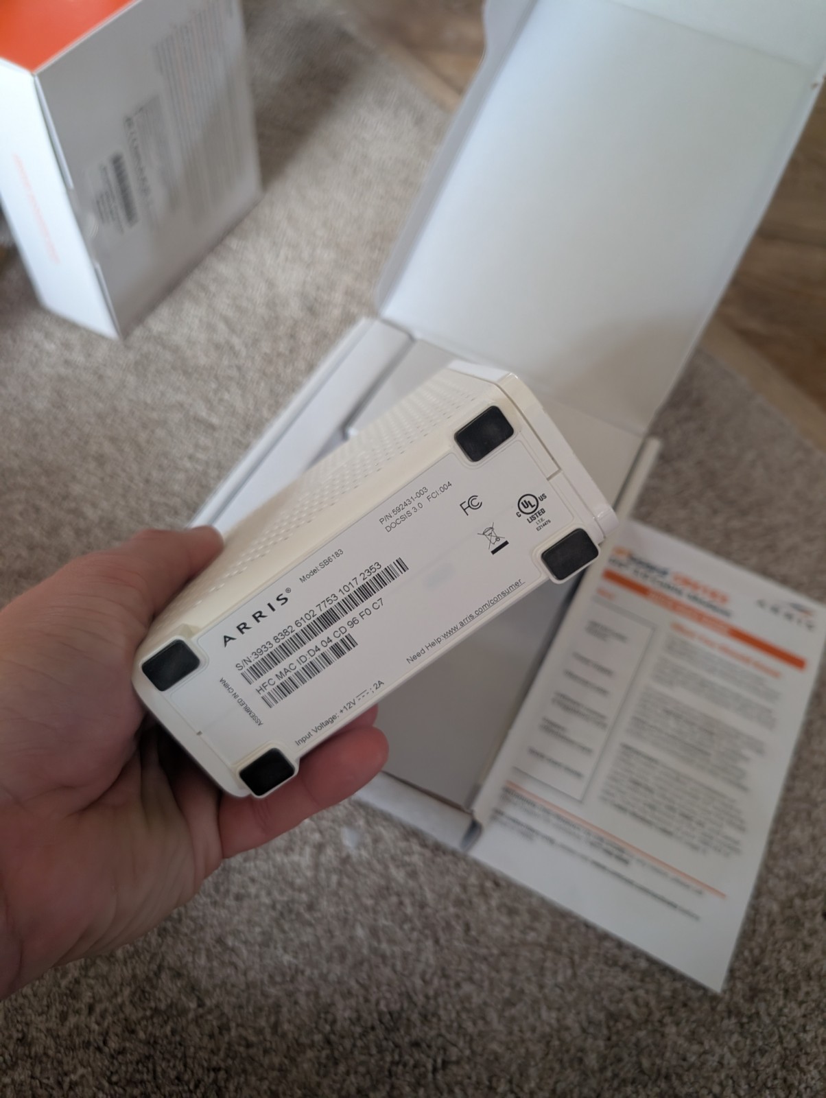 ARRIS SURFboard SB6183 Cable Internet Modem Gaming Speed White NEW Open Box