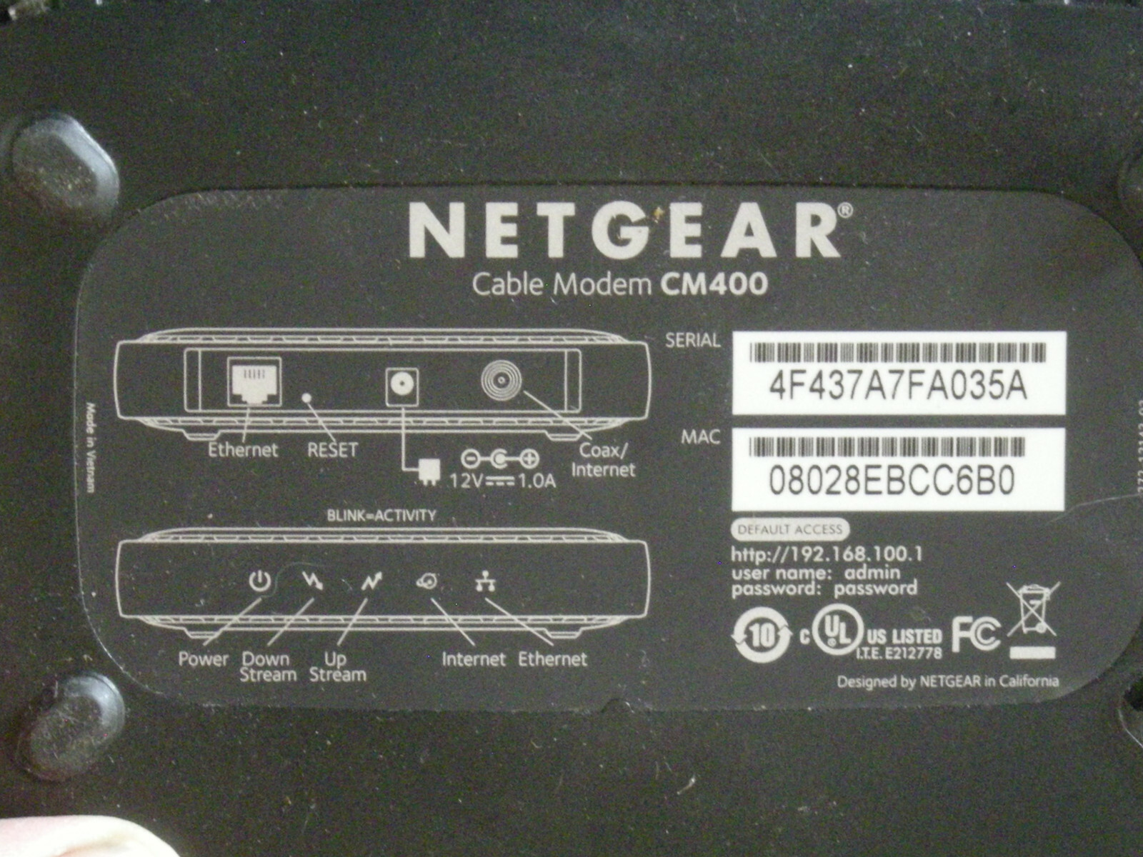 NETGEAR CM400 High Speed Cable Modem