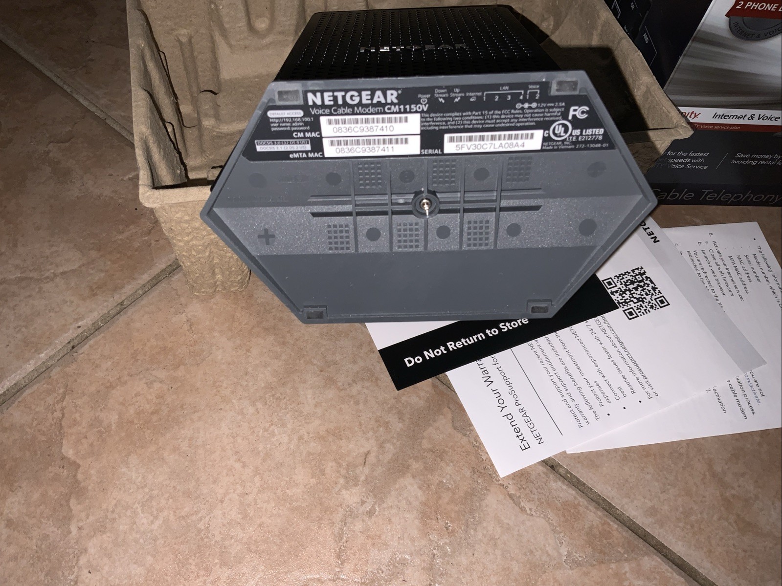 NETGEAR CM1150V Nighthawk Multi-Gig Speed Cable Modem for XFINITY Voice