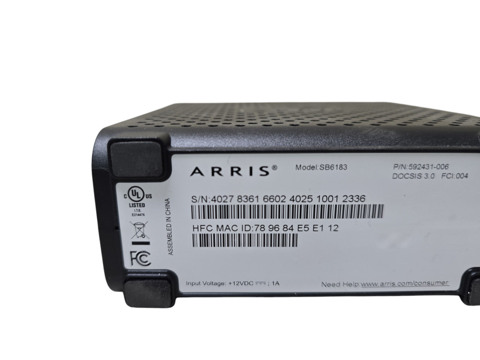 ARRIS SURFboard SB6183 Cable Modem DOCSIS 3.0 Black | Tested