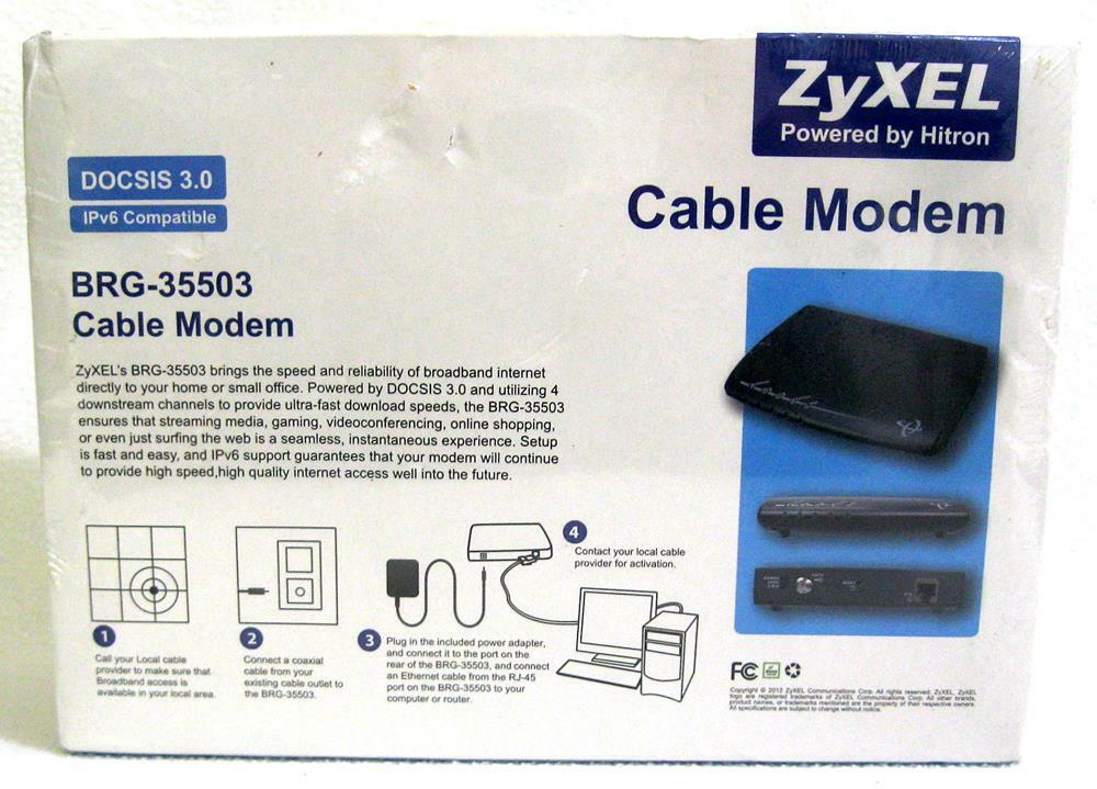 ZyXEL BRG-35503 DOCSIS 3.0 Cable Modem IPv4 + IPv6 Compatible NEW – OPEN BOX