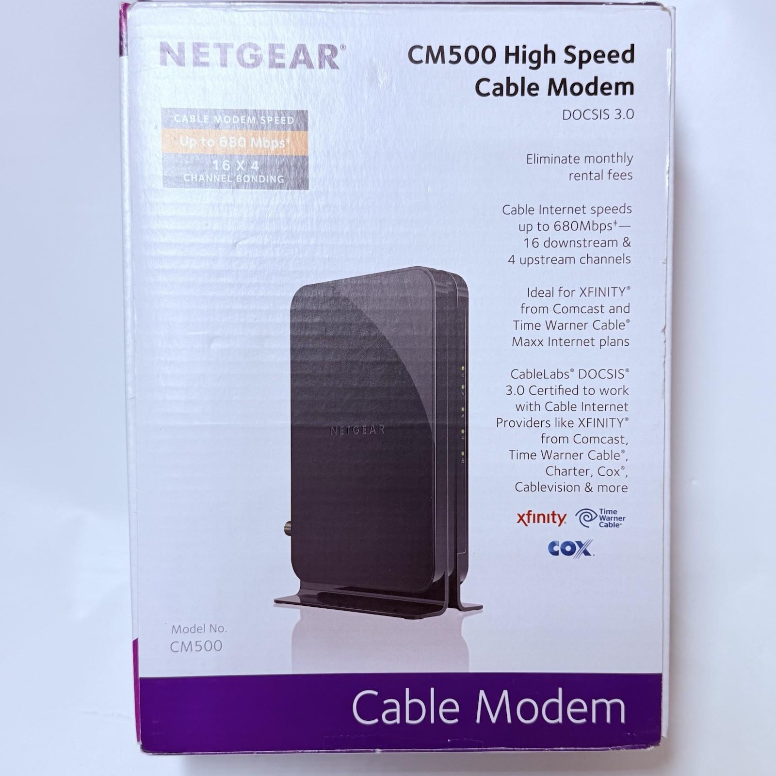 NETGEAR CM500-100NAS DOCSIS 3.0 High Speed Cable Modem New Sealed