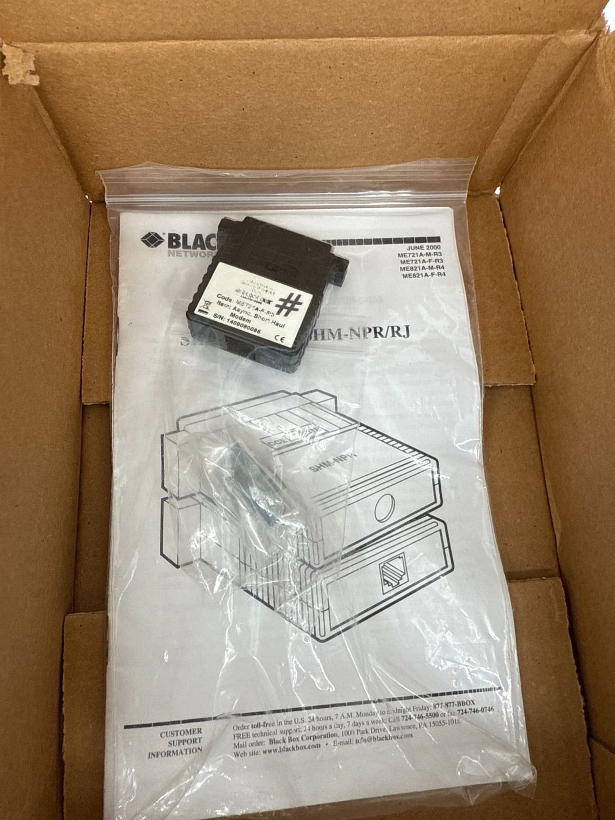 Black Box ME721A-F-R3 Async Short Haul Modem RS-232 Line Driver Open Box