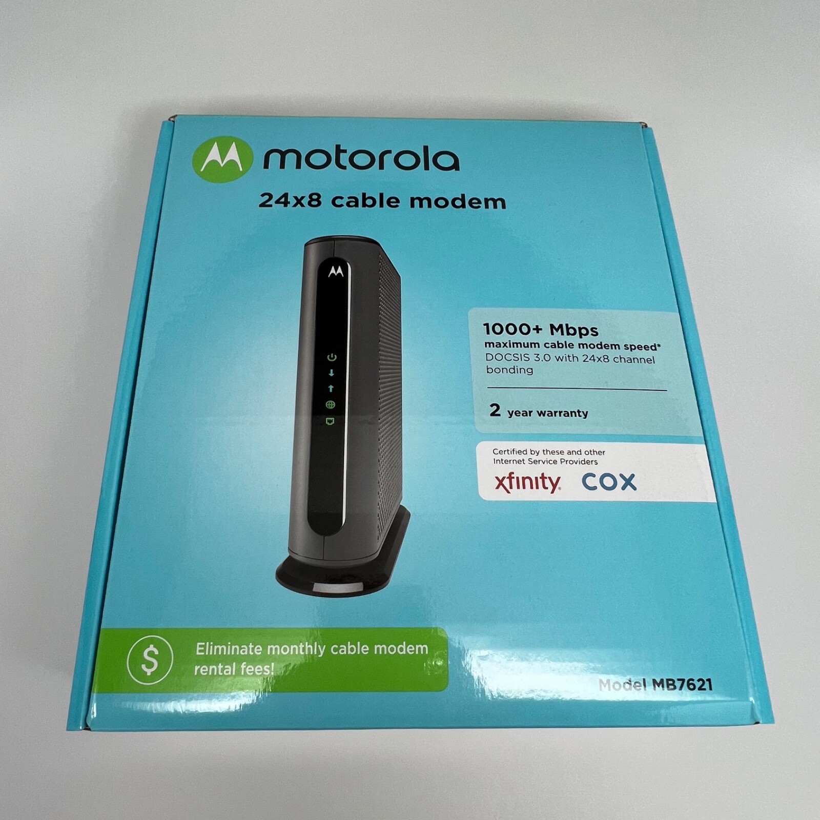 Motorola 24×8 Cable Modem Model MB7621 1000 Mbps Modem with Box