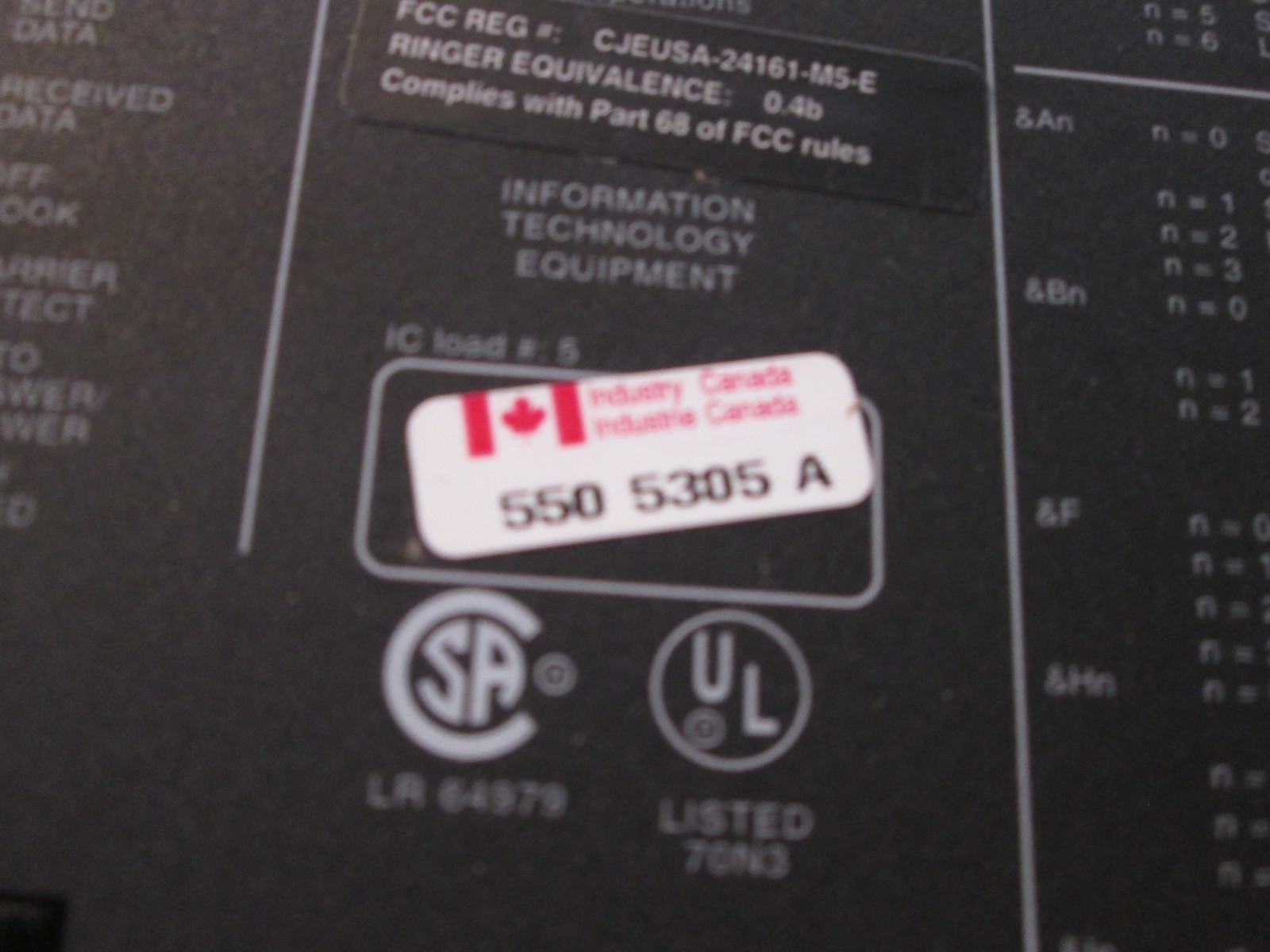 US ROBOTICS 000954-00 COURIER V.34 FAX WITH V.32 BIS MODEM CJE-0263 NO AC CORD