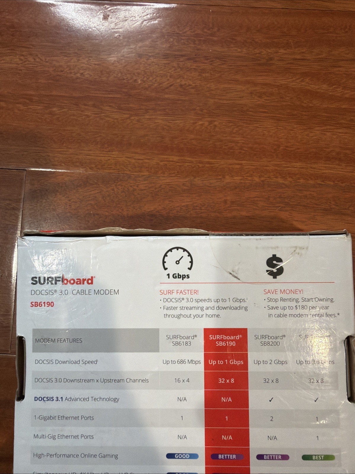 NEW ARRIS SURFboard SB6190 DOCSIS 3.0 Cable Modem 32×8 Gigabit Xfinity Cox