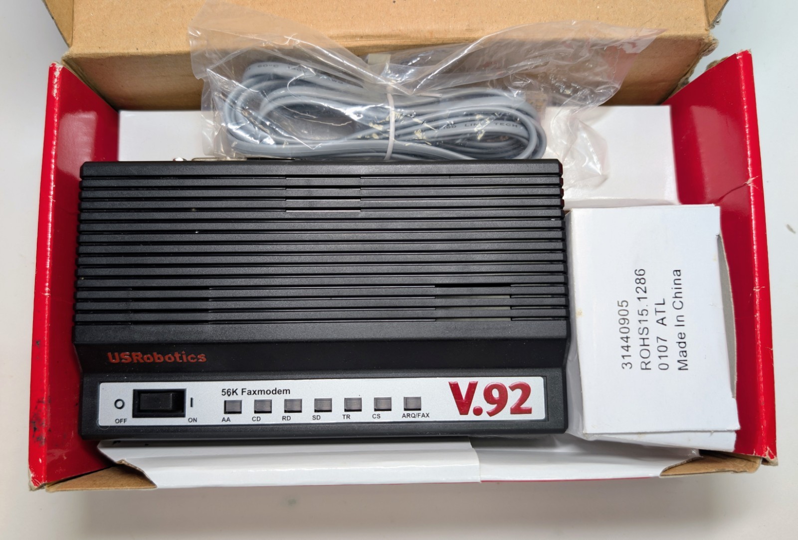 US Robotics 5686G 56K External Fax Modem V.92 Open Box