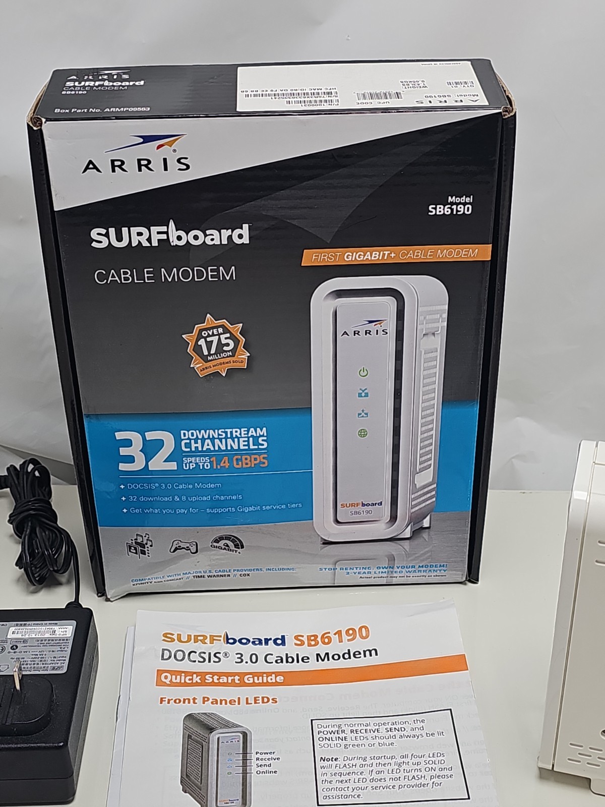 ARRIS Surfboard SB6190 – 32×8 Docsis 3.0 Cable Modem – White