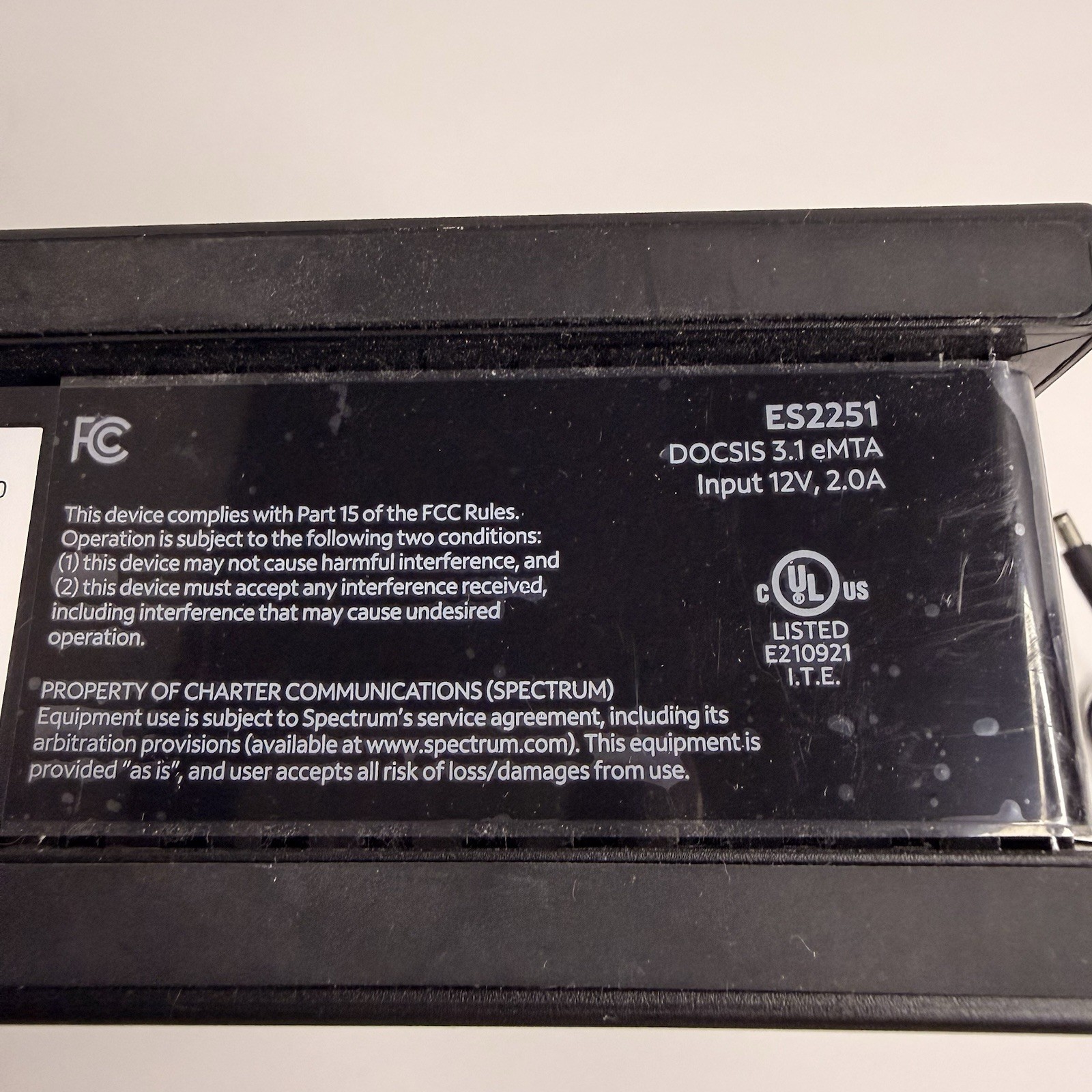 Spectrum ES2251 DOCSIS 3.1 Cable Modem eMTA Gigabit Ethernet w/ Power Adapter