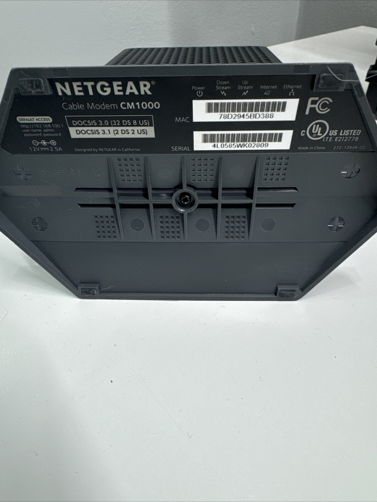 NETGEAR CM1000 Wired-Ethernet (RJ-45) Cable – CM1000100NAS (Black)