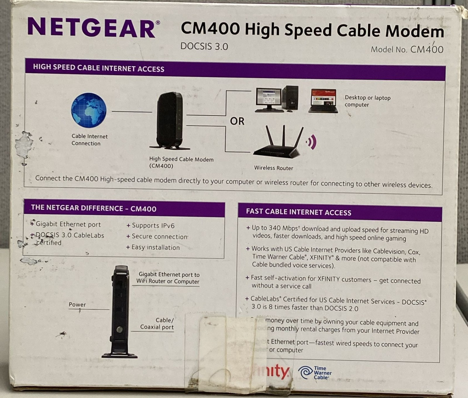 Netgear CM400 High Speed Cable Modem Model
