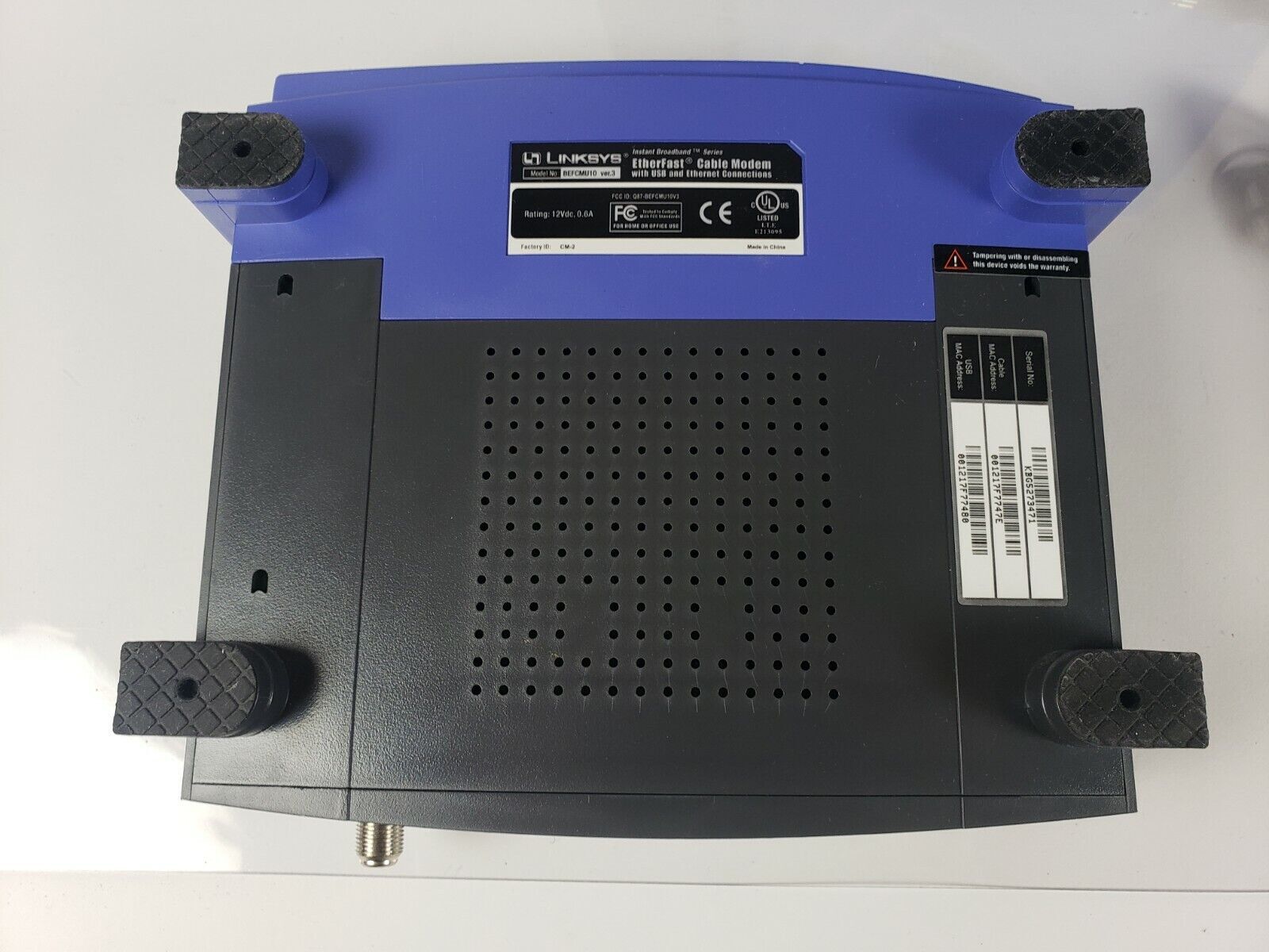 Linksys BEFCMU10 Ver.3 Cable Modem w/ USB & Ethernet Connections 42.88 Mbps