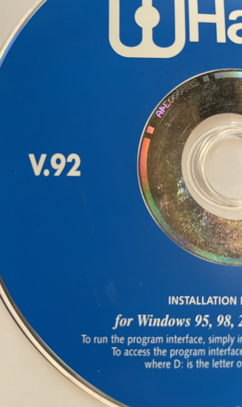 Vintage 2001 Hayes V.92 Modem Installation Software CD Windows 95,98,2000, ME,NT