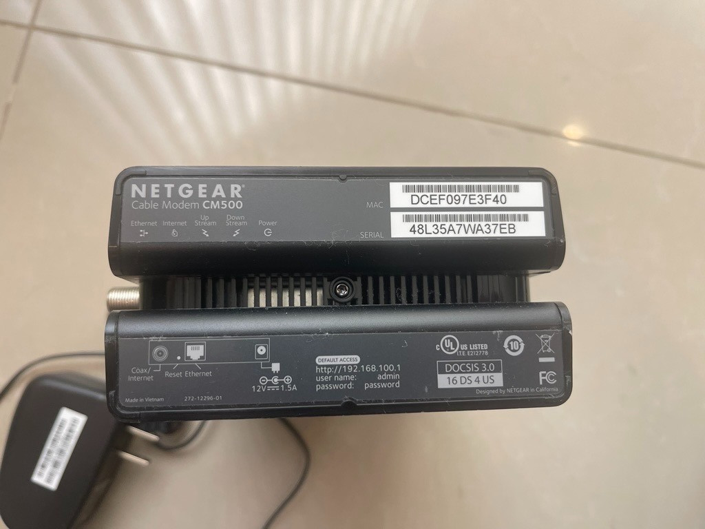 Netgear Model CM500 High Speed Cable Modem Speed Up to 680 Mbps