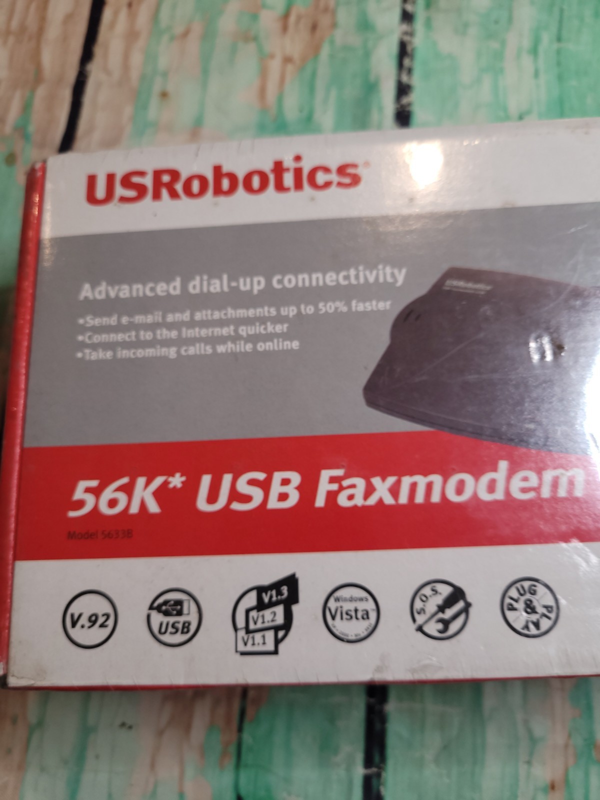 US Robotics USR5633B 56K USB FaxModem Advanced Dial-Up Connectivity Plug & Play