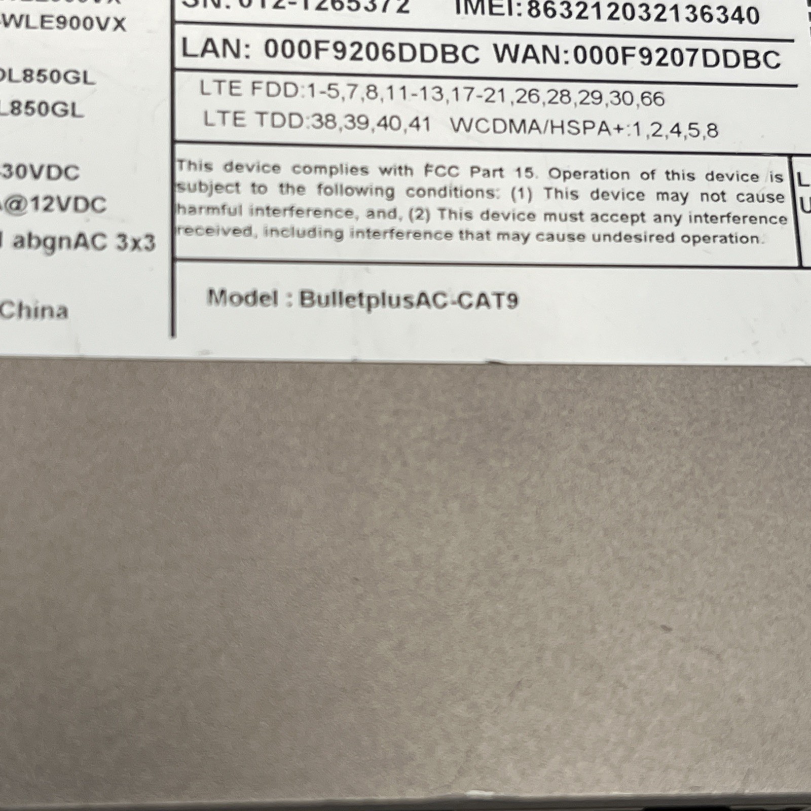 Microhard BulletplusAC-Cat9 AC WiFi LTE Bullet Plus Modem With Power Cable