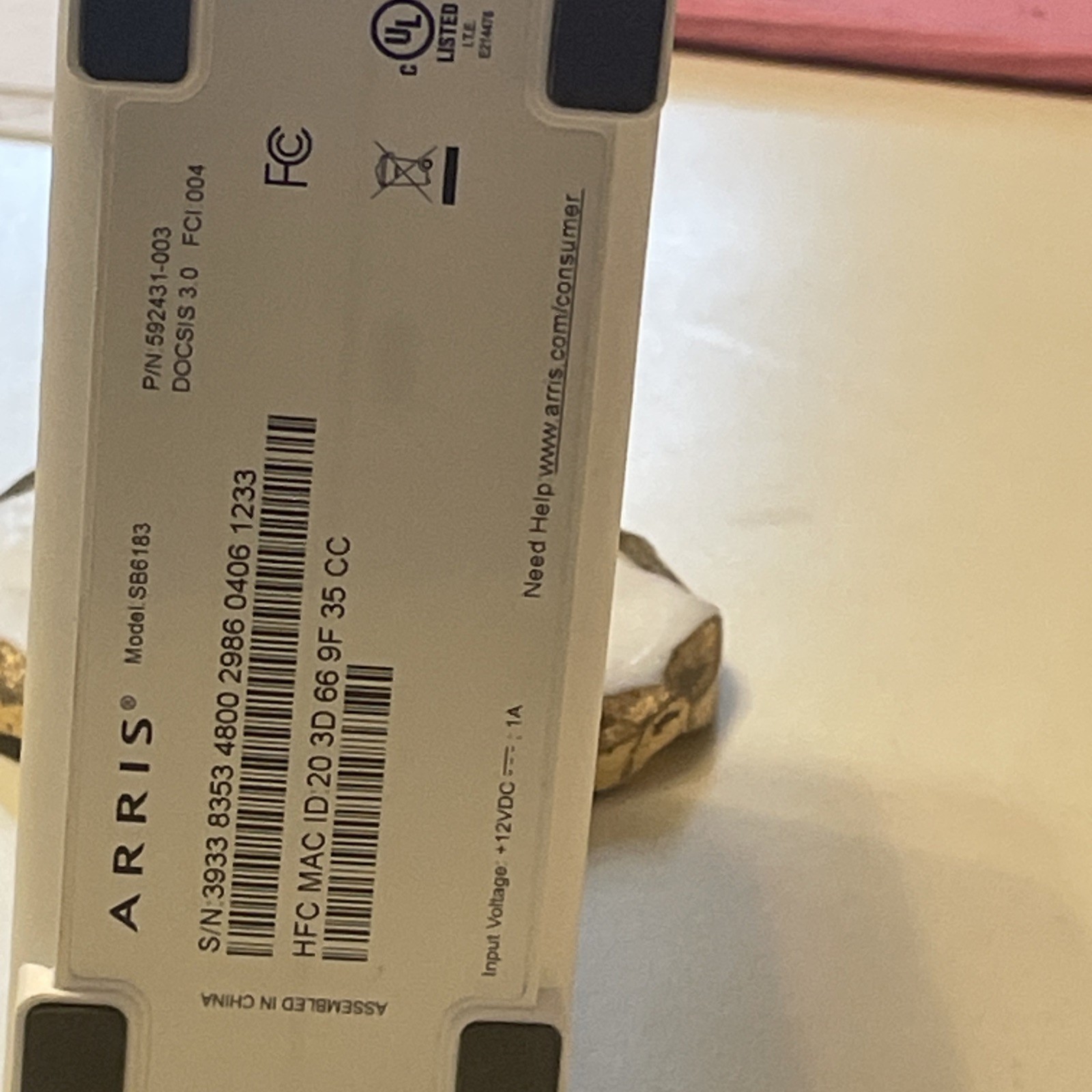 Cable Modem Surfboard ARRIS SB6183 Docsis 3.0 Cable Modem Refurbished.