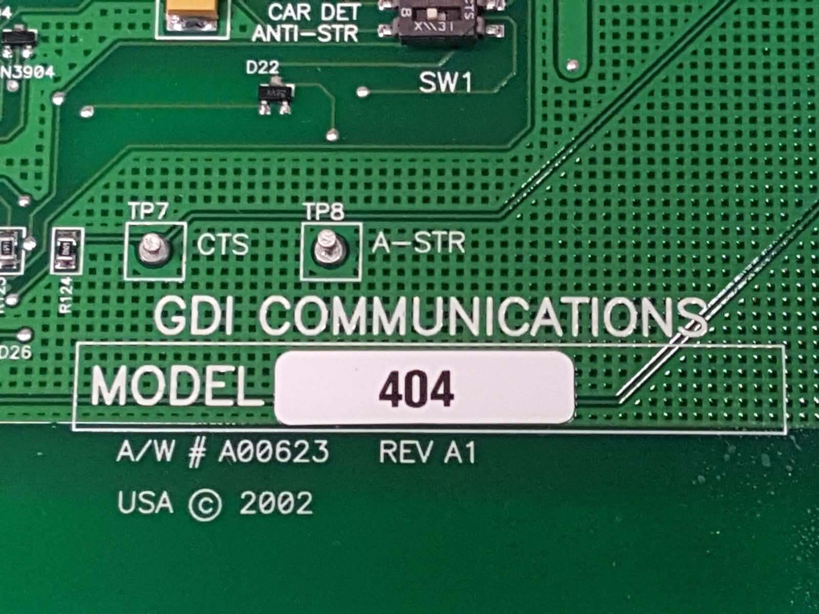 GDI Modem, 400 Series, Model 404, REV A1 Internal Card