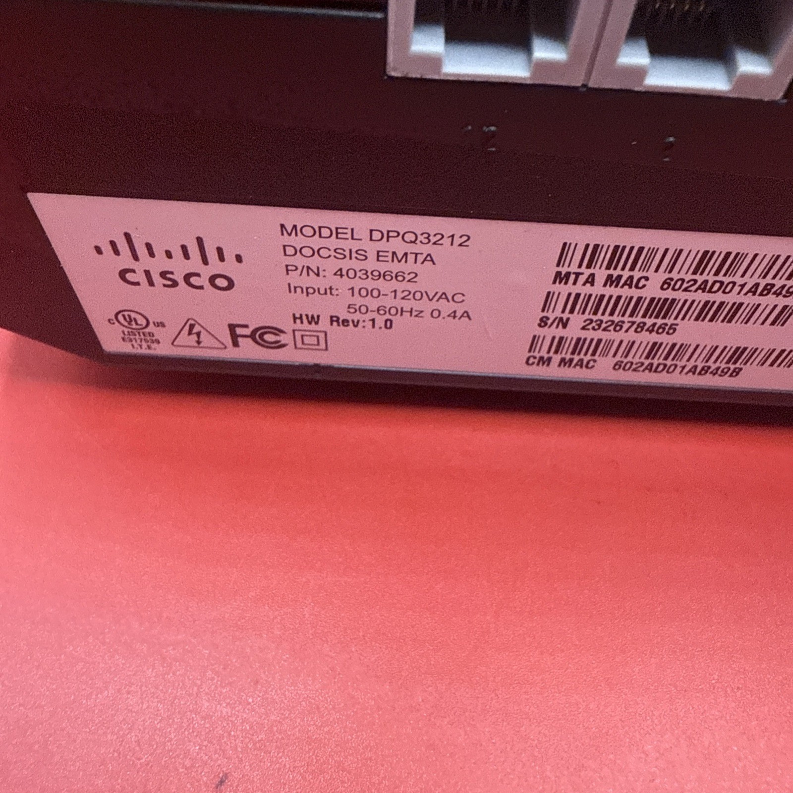 Cisco DPQ3212 DOCSIS 3.0 Cable Modem