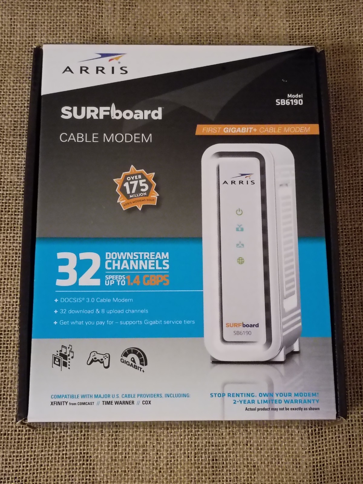 Arris SURFboard SB6190 Cable Modem DOCSIS 3.0 New Open Box Gigabit 32×8 White