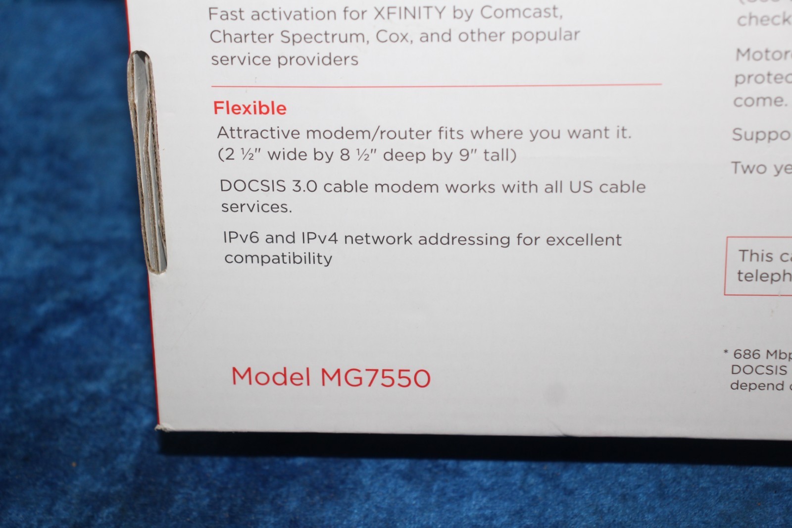New Motorola MG7550 16×4 Cable Modem plus AC1900 Wifi Router with Power Boost