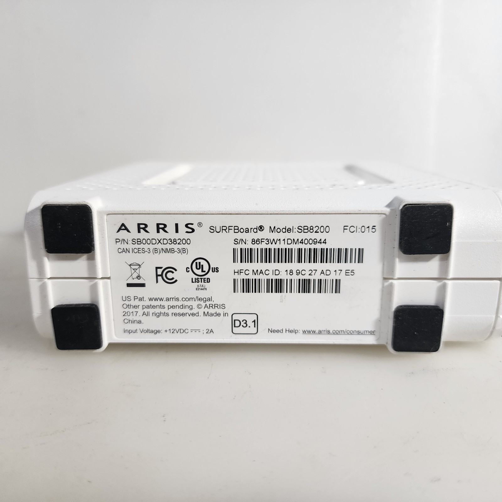 ARRIS SURFboard SB8200 DOCSIS 3.1 10 Gbps Cable Modem Dual Gigabit Ethernet Port