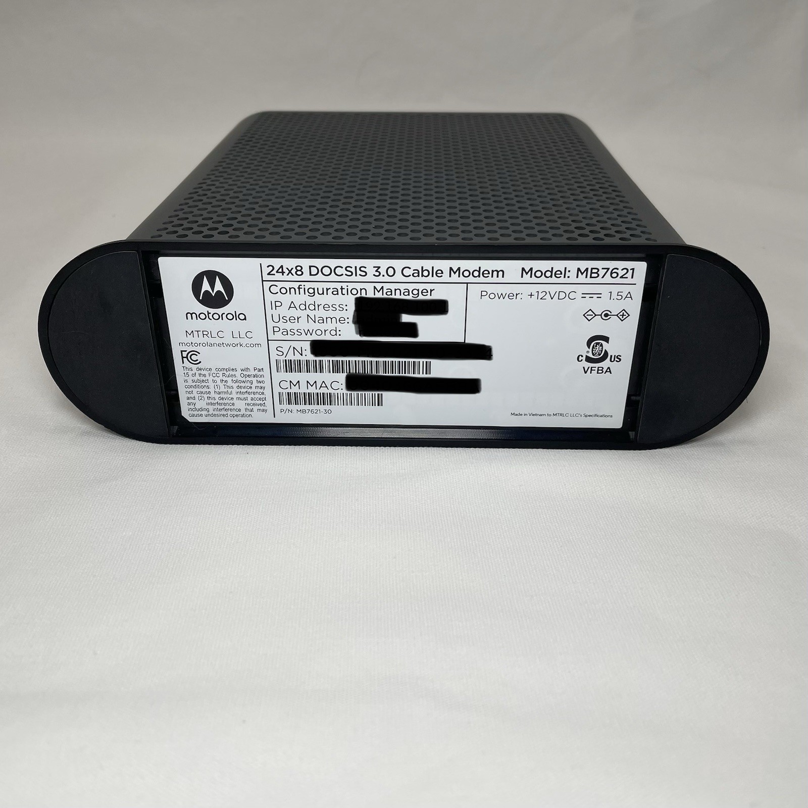 Motorola 24×8 DOCSIS 3.0 Cable Modem MB7621 1000 Mbps