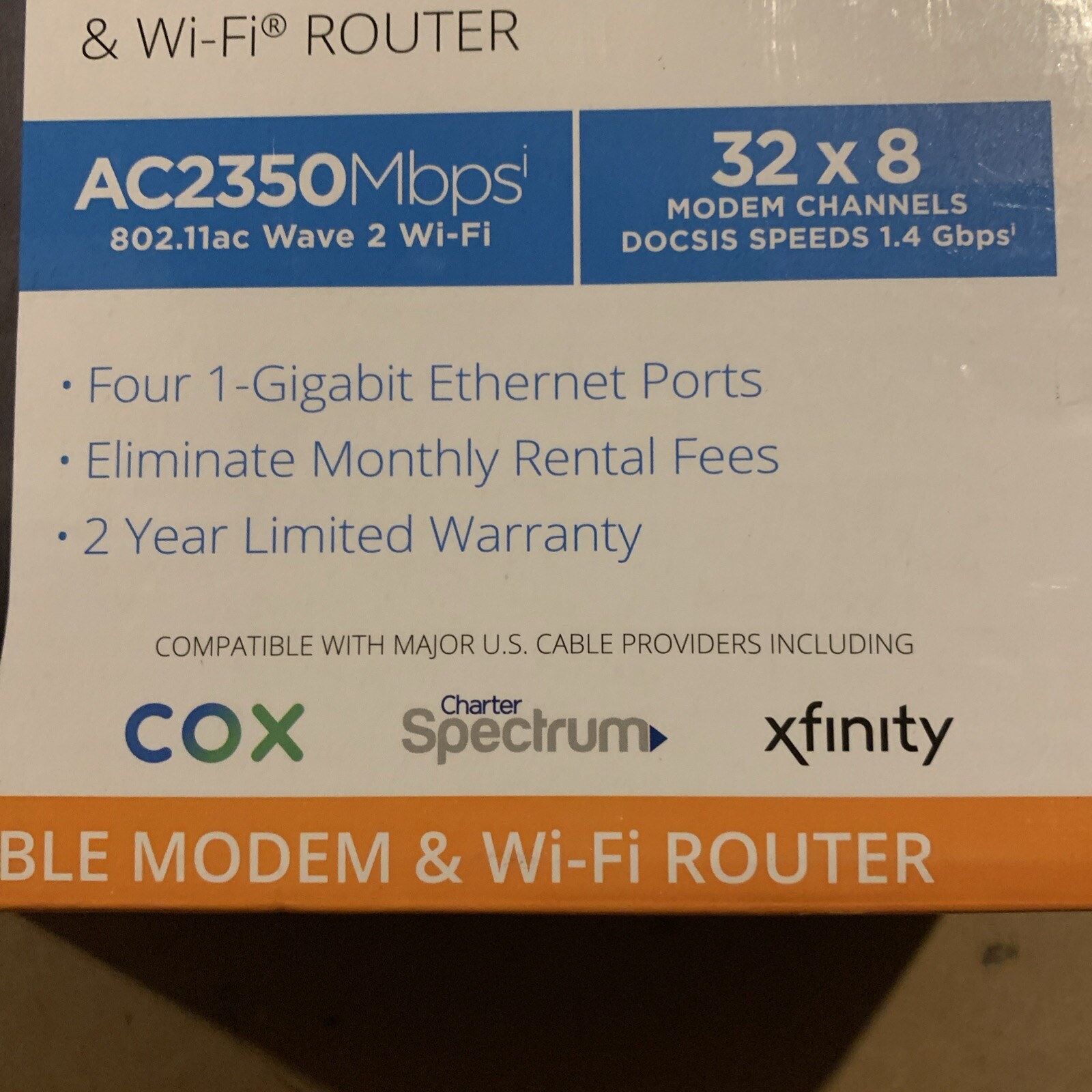 ARRIS AC2350 SURFboard Dual-band DOCSIS 3.0 Cable Modem – Black SBG7600AC2 32×8