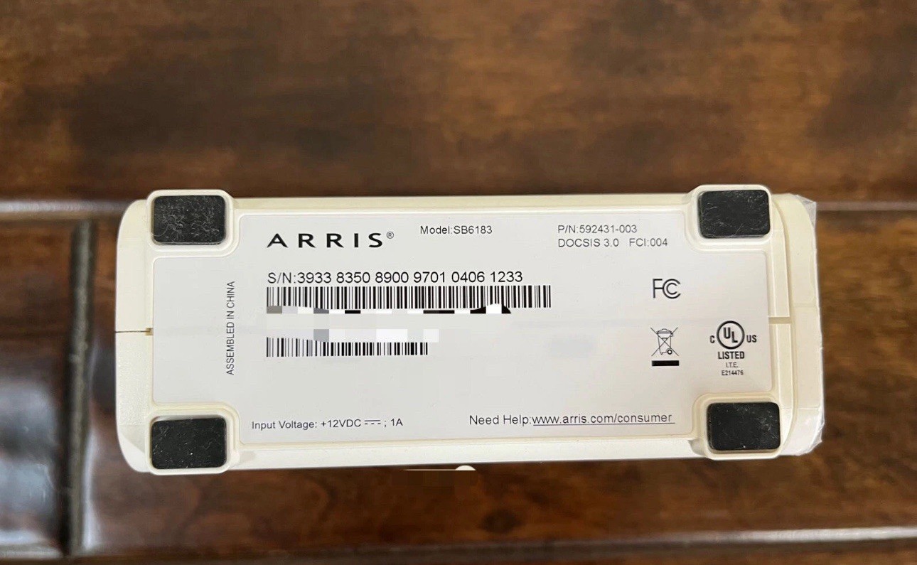 ARRIS SB6183 SURF board 16 x 4 686 Mbps DOCSIS Speed 3.0 Cable Modem White