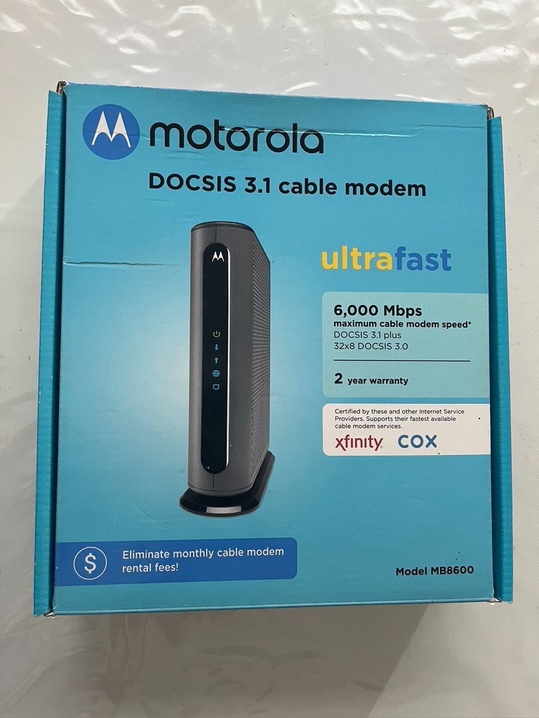 Comcast Compatible Modem Motorola MB8600 DOCSIS 3.1 Cable – Black
