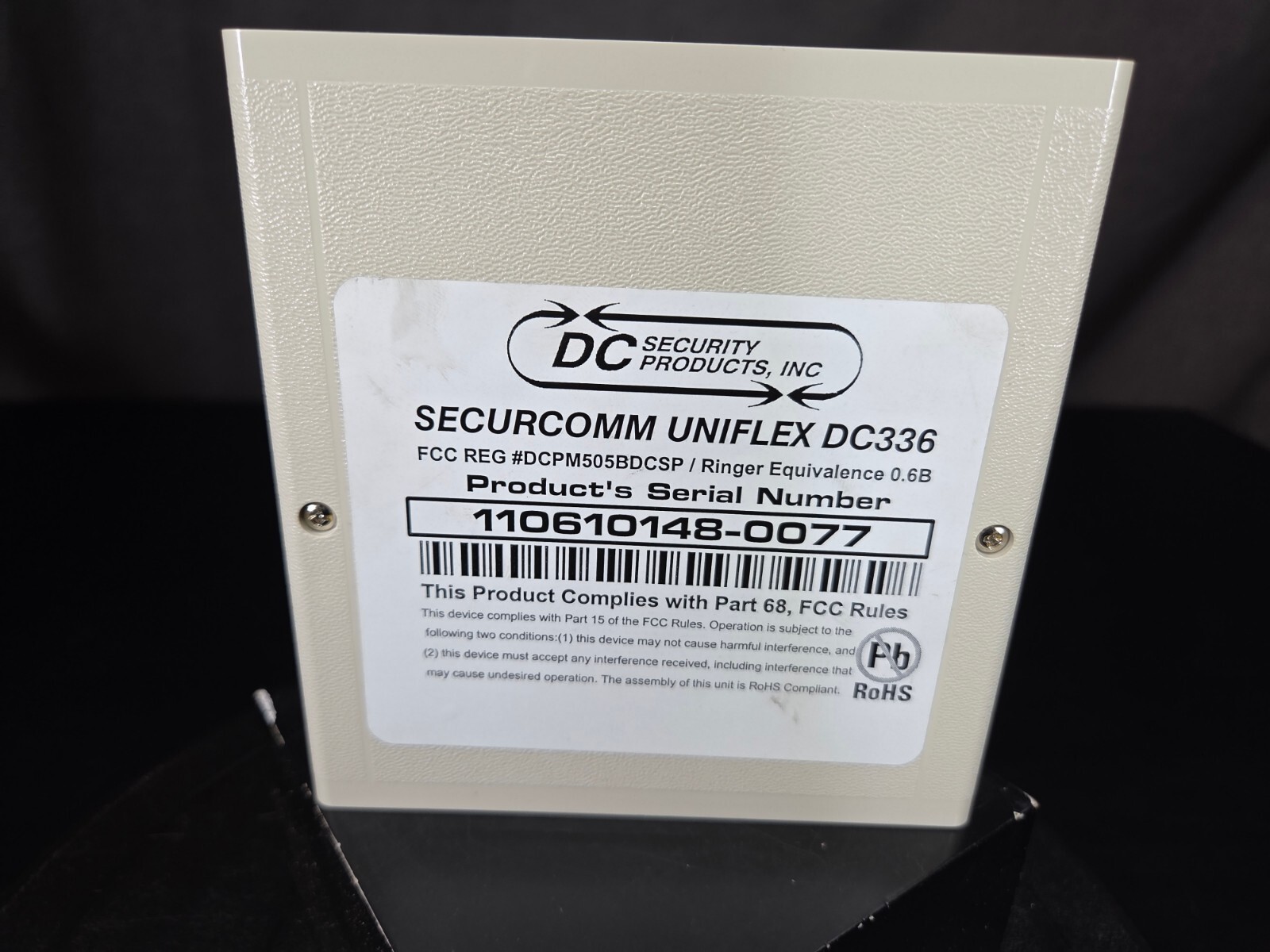SECURCOMM BY DC SECURITY PRODUCTS UNIFLEX DC336 12VDC ISC DIAL-UP