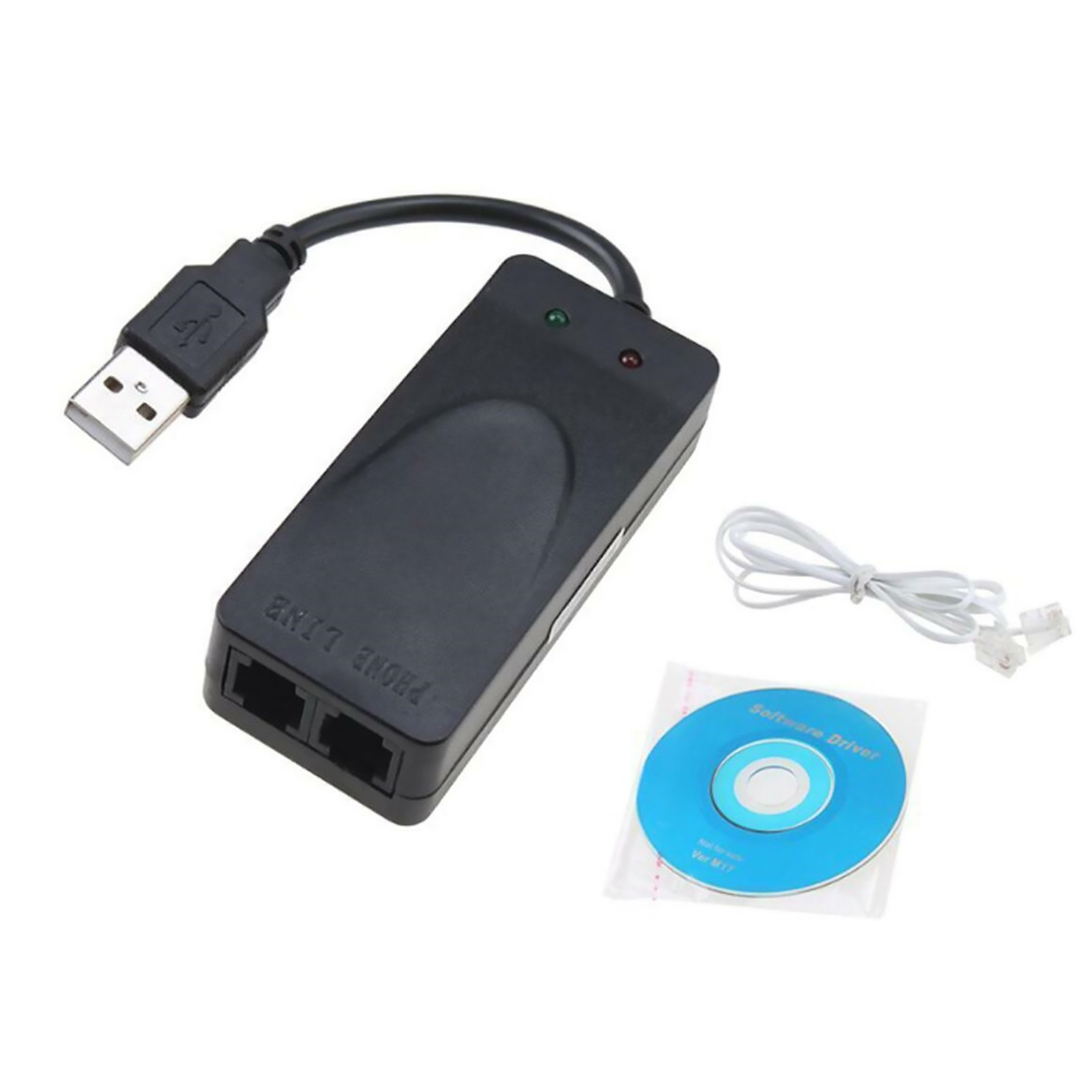 Dual RJ11 Port USB 56K External Dial Up Voice Fax Data Modem For Windows 7 8 10