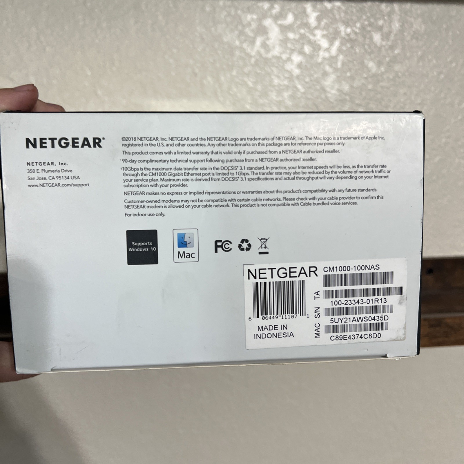NETGEAR CM1000 DOCSIS 3.1 Cable Modem 1Gbps 1x RJ-45 Comcast Black